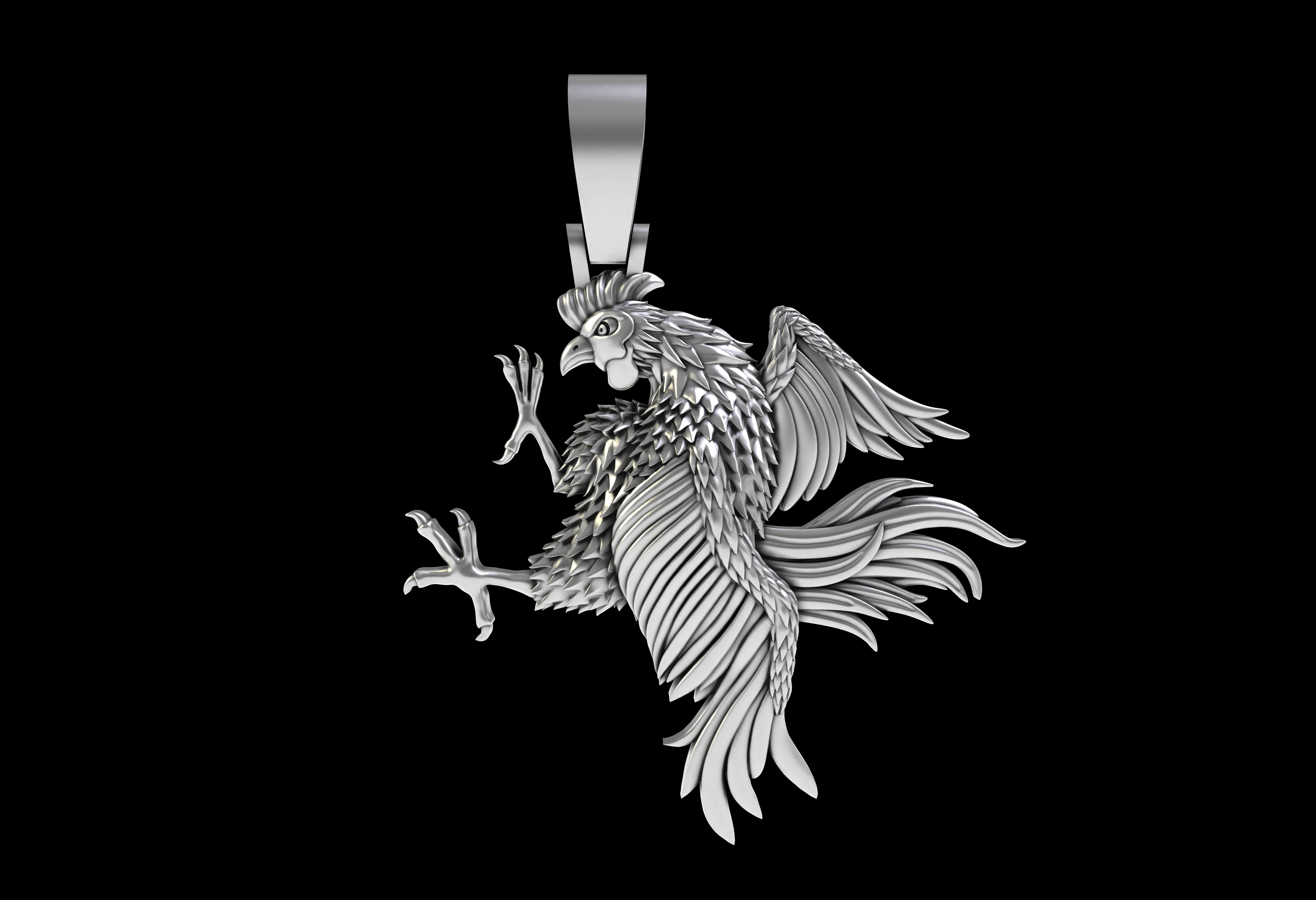 Rooster Pendant 3D print model_11