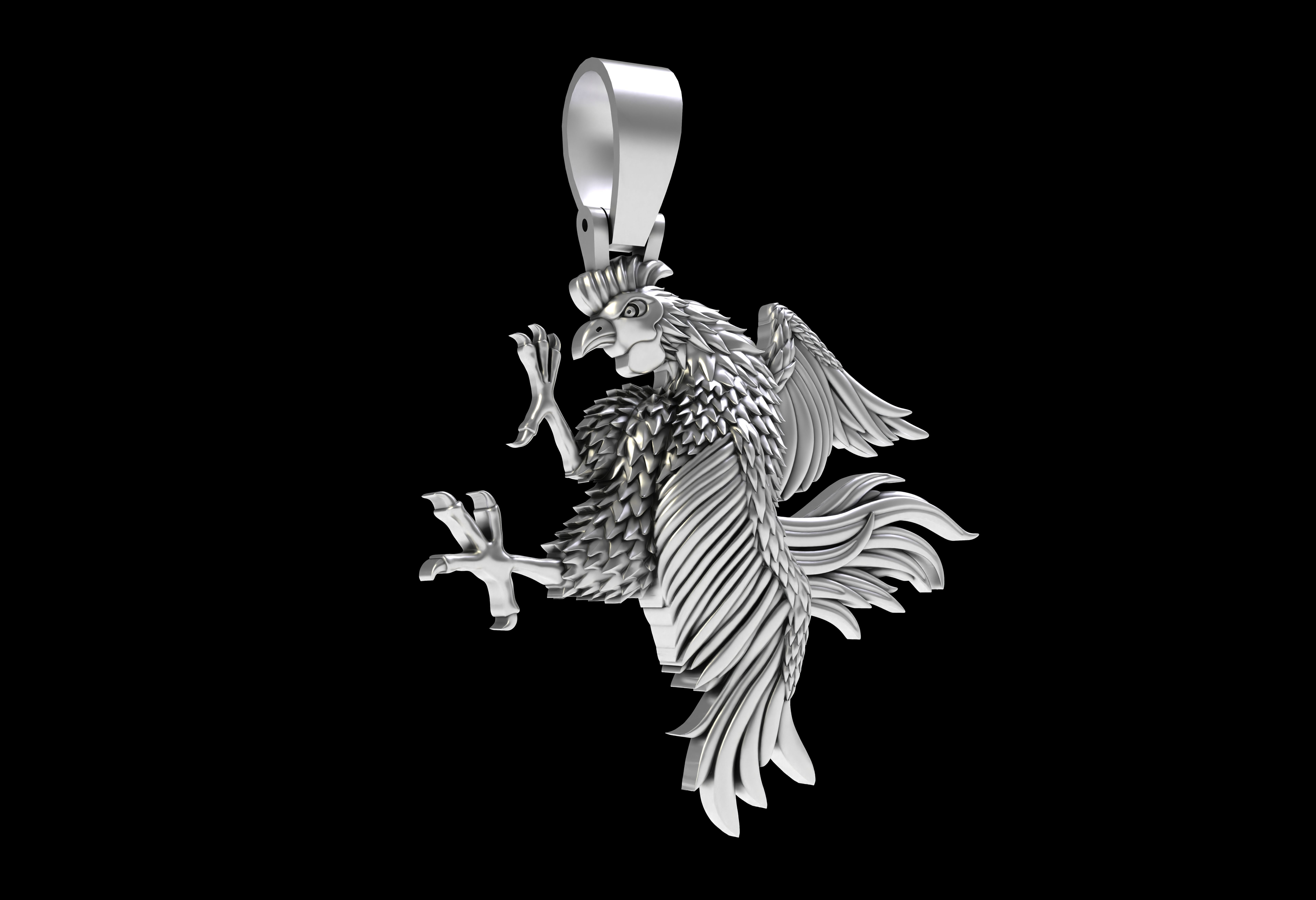 Rooster Pendant 3D print model_14