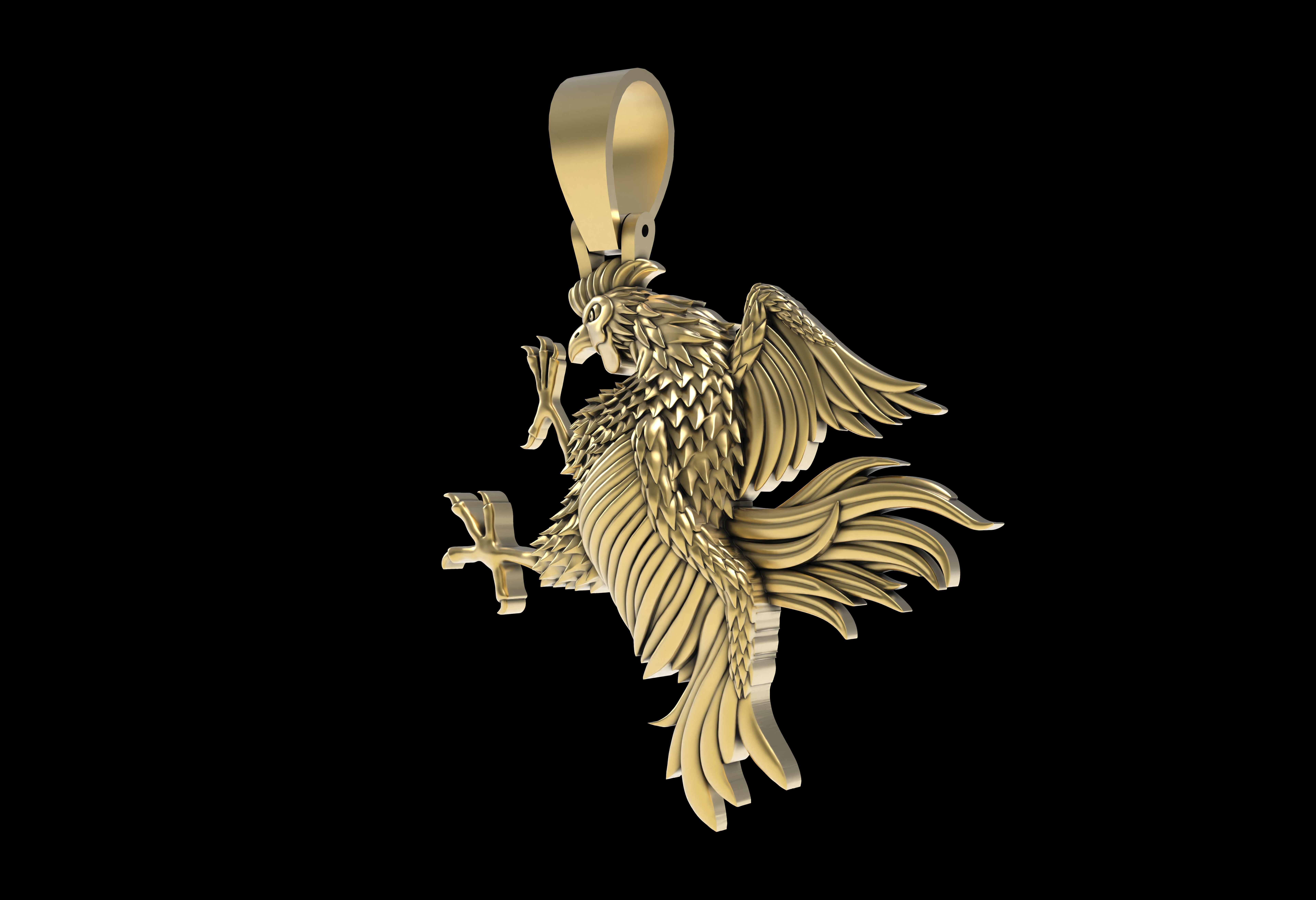 Rooster Pendant 3D print model_17