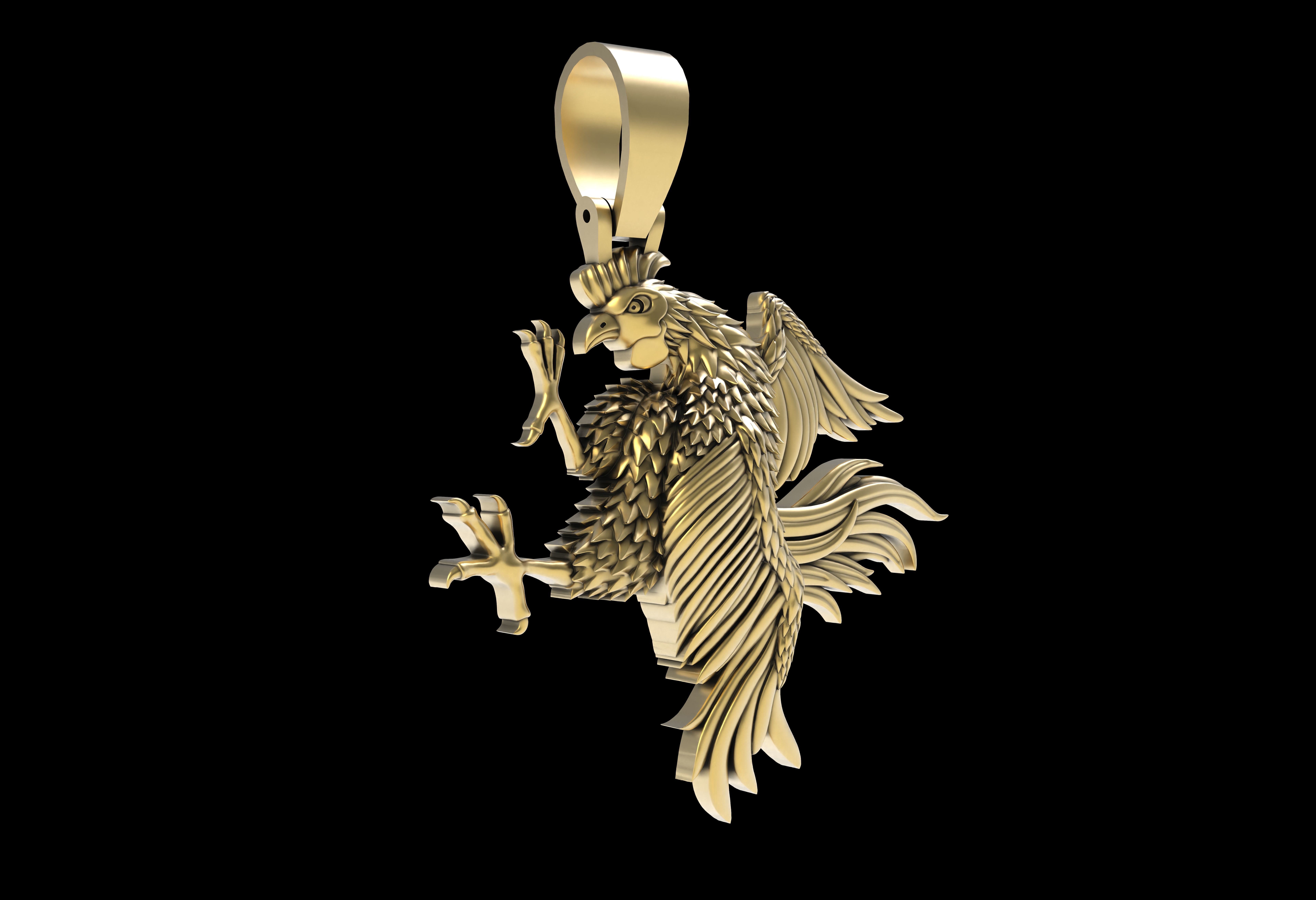 Rooster Pendant 3D print model_18