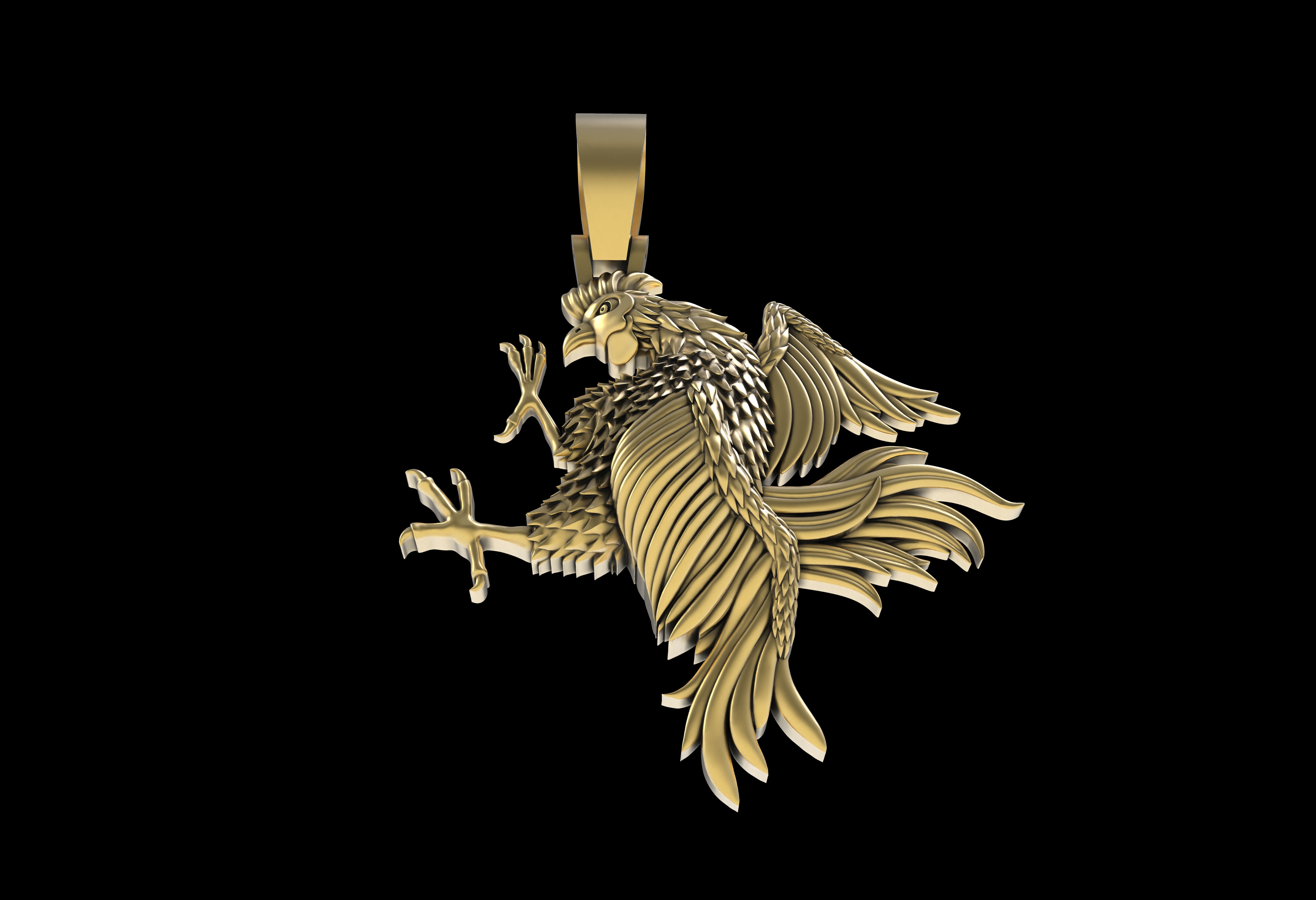 Rooster Pendant 3D print model_16