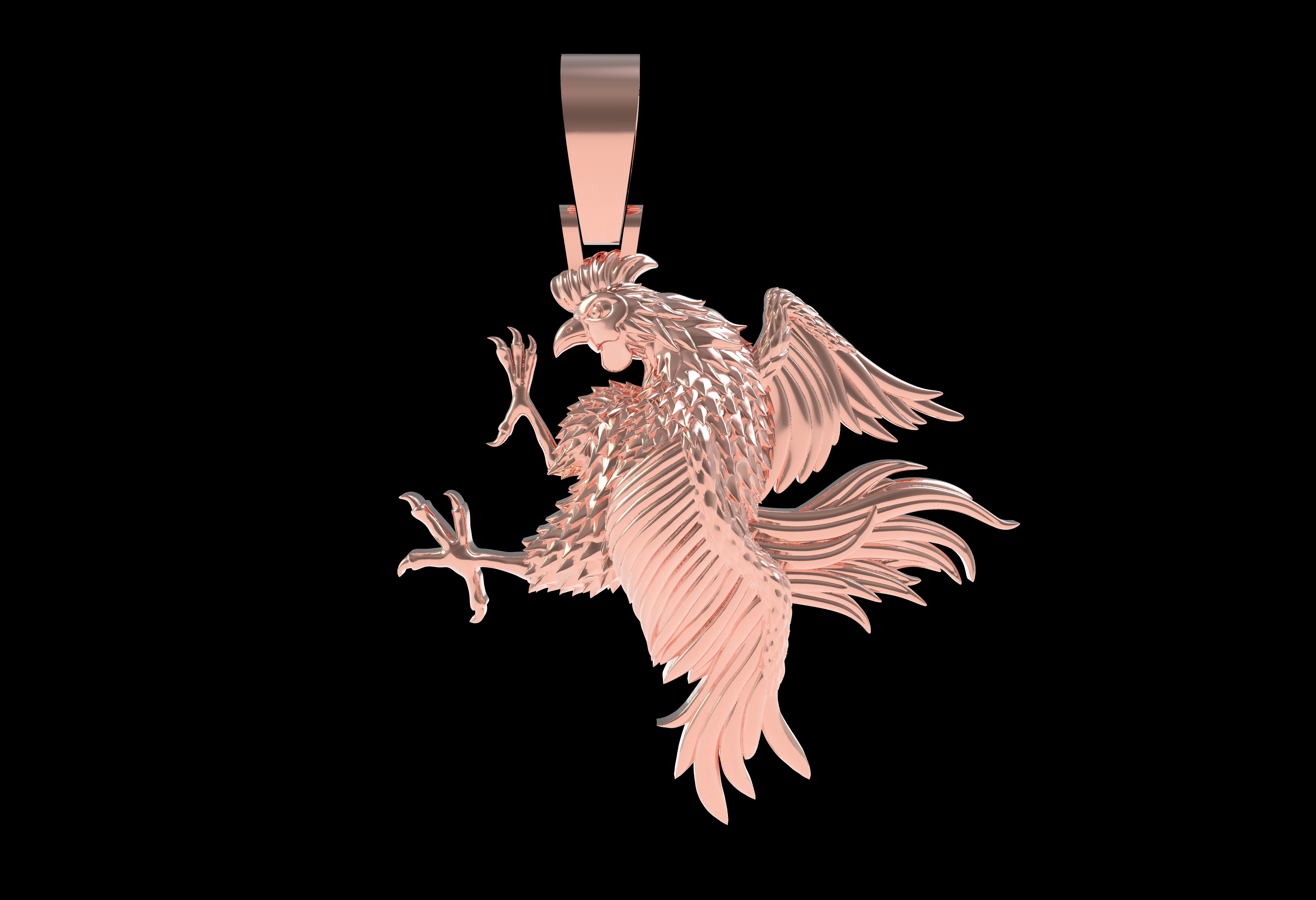 Rooster Pendant 3D print model_20