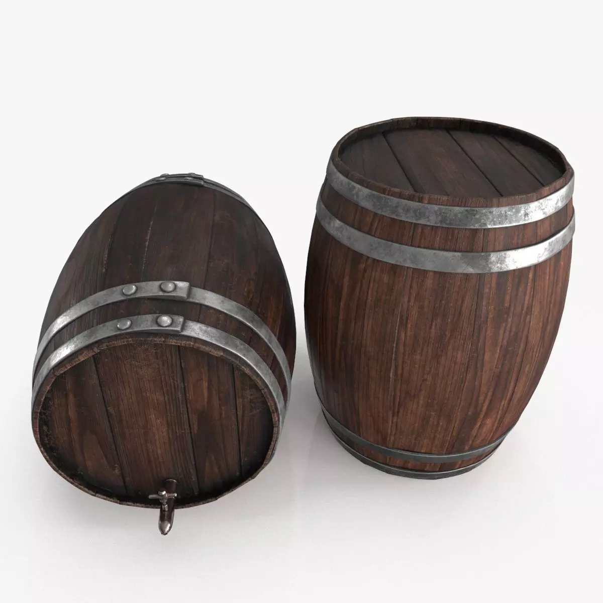 Wooden Barrel Low-poly 3D model