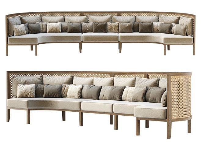 Karen wooden corner restaurant loveseat KL6M  3D model