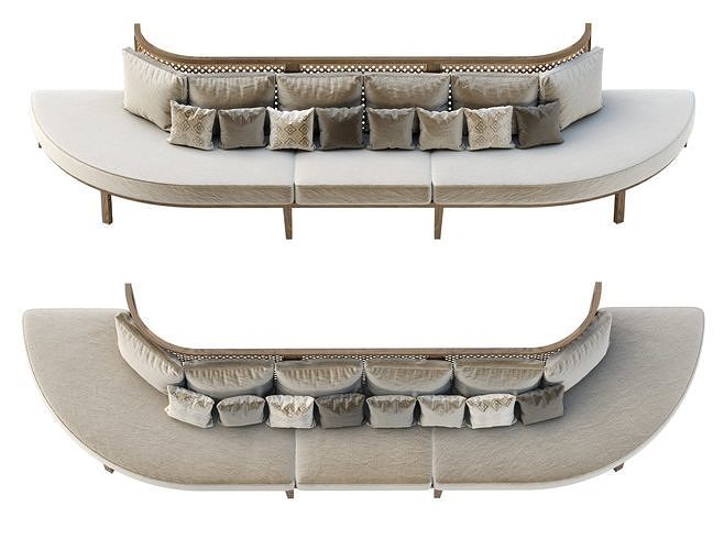 Karen wooden restaurant loveseat KL6  3D model