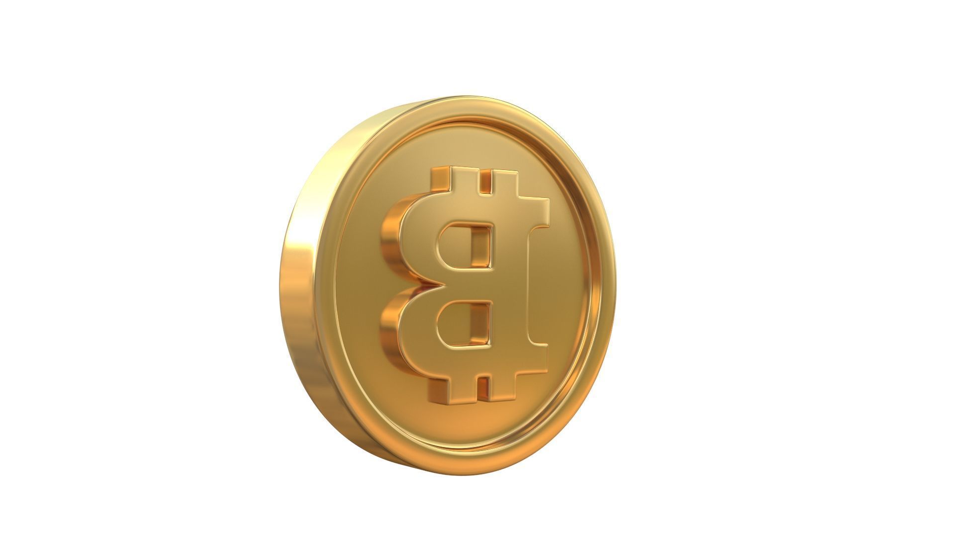  Bitcoin coin 3D model_3