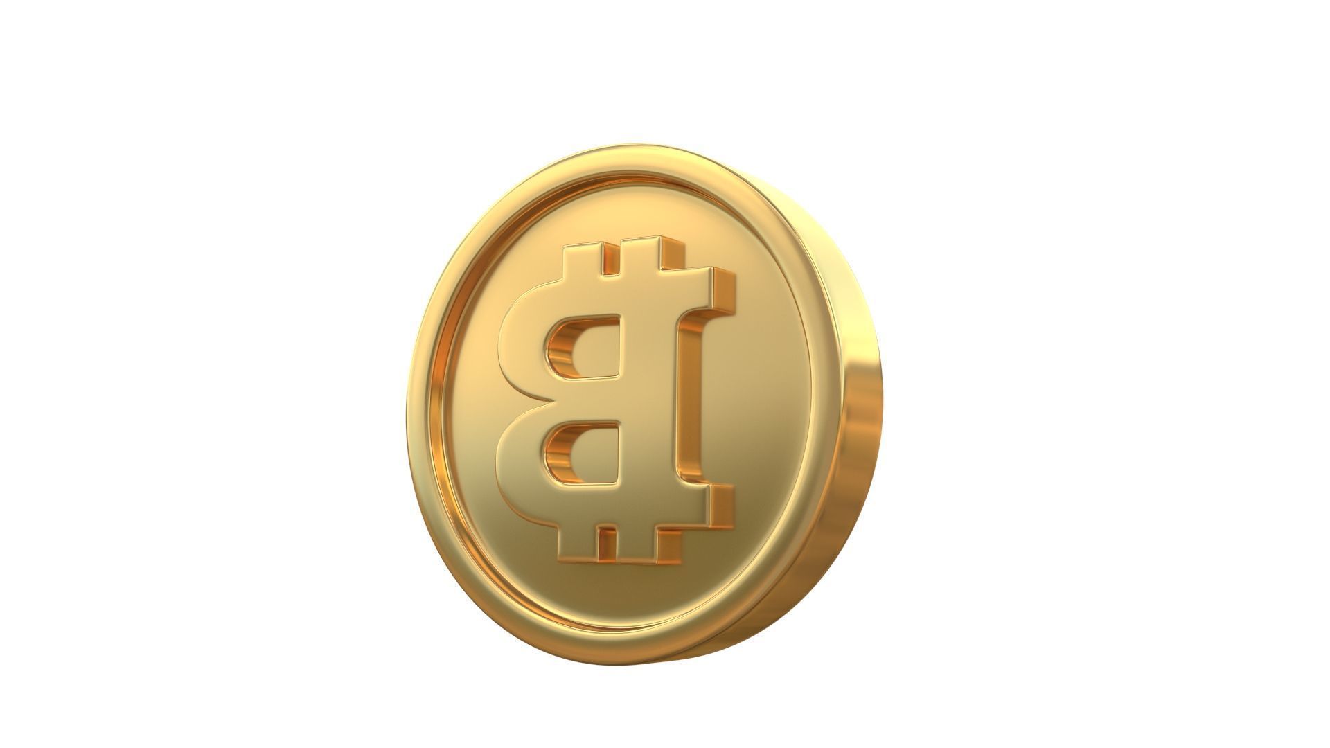  Bitcoin coin 3D model_4