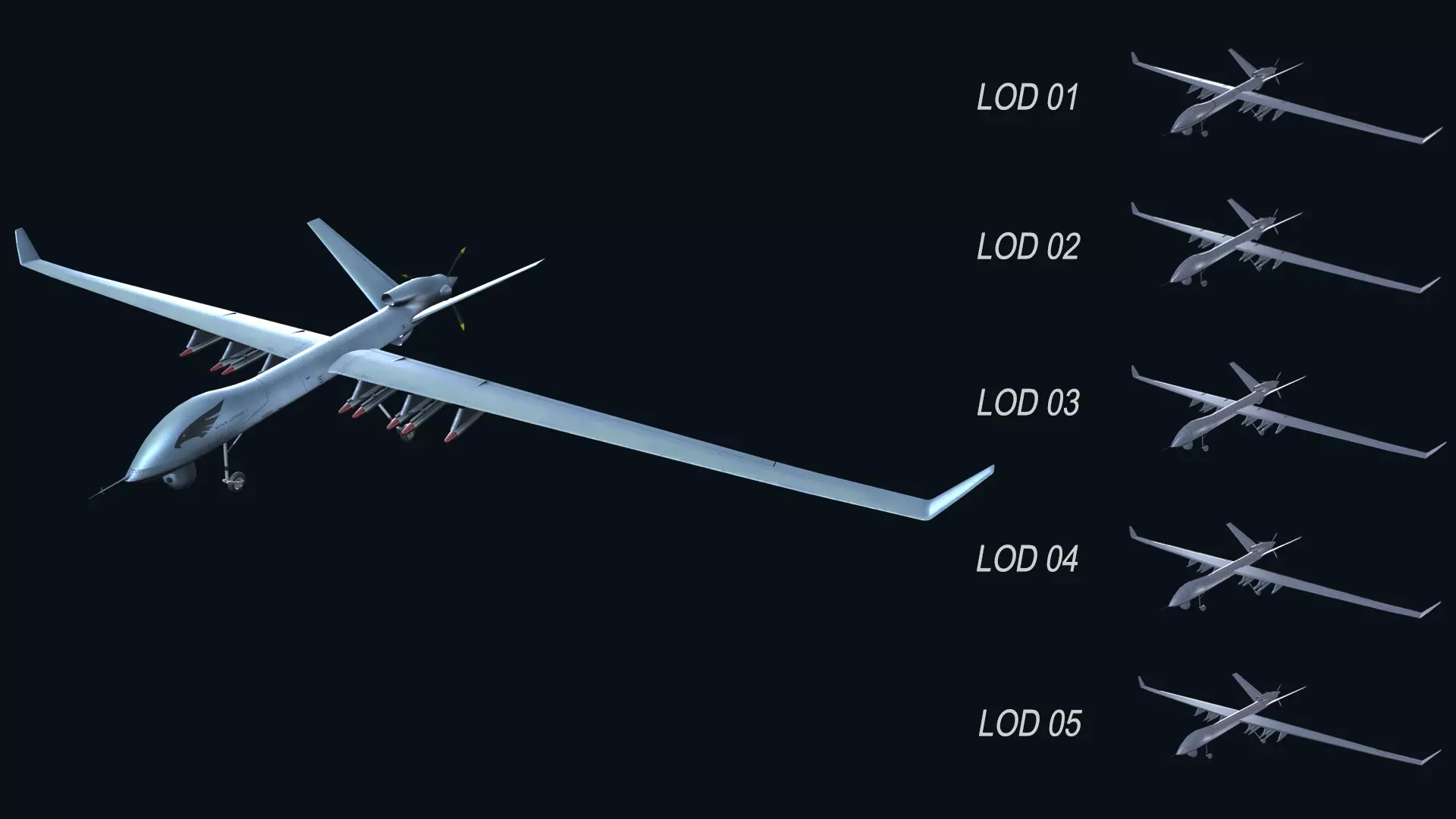 Asset - Army - UAV Wing Loong ll - 3D MODEL Low-poly Low-poly 3D model_0