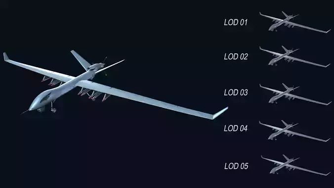 Asset - Army - UAV Wing Loong ll - 3D MODEL Low-poly