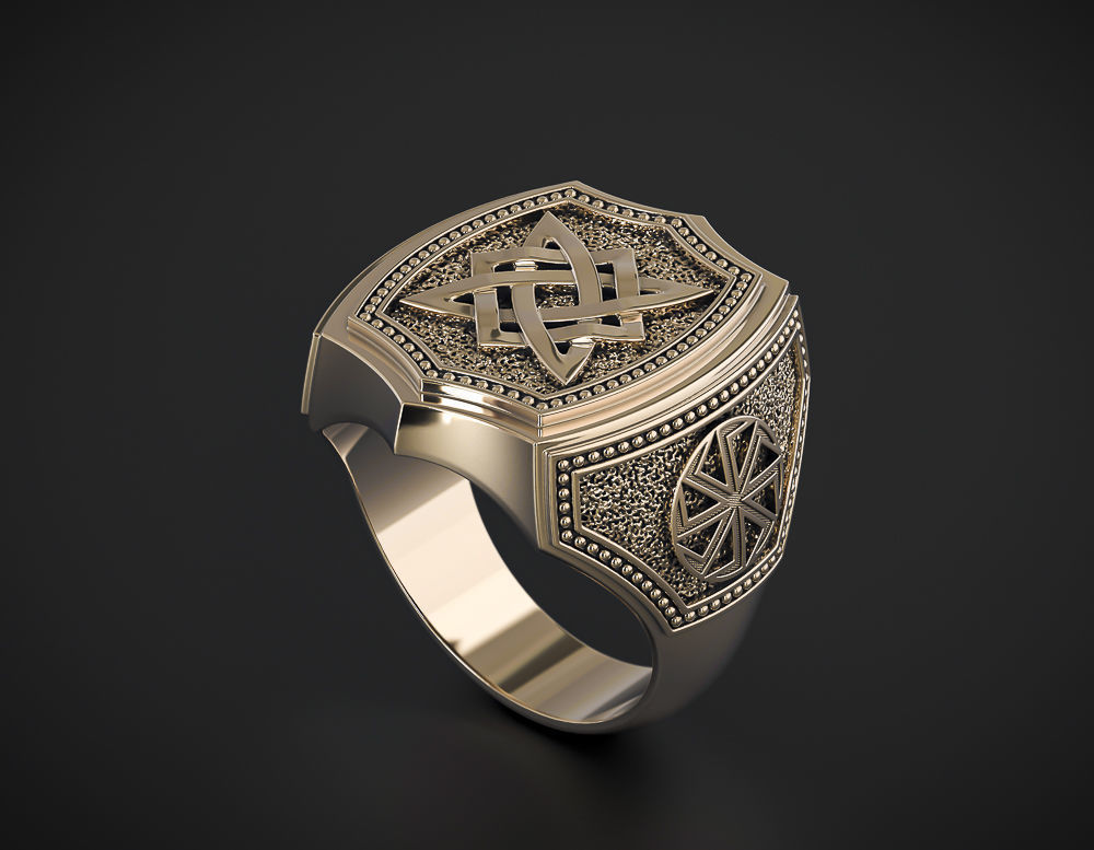 A MAN S RING WITH SLAVIC SYMBOLS Printable Model 3D print model_1