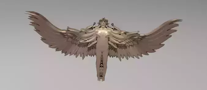 Angel double sided Necklace feather wings