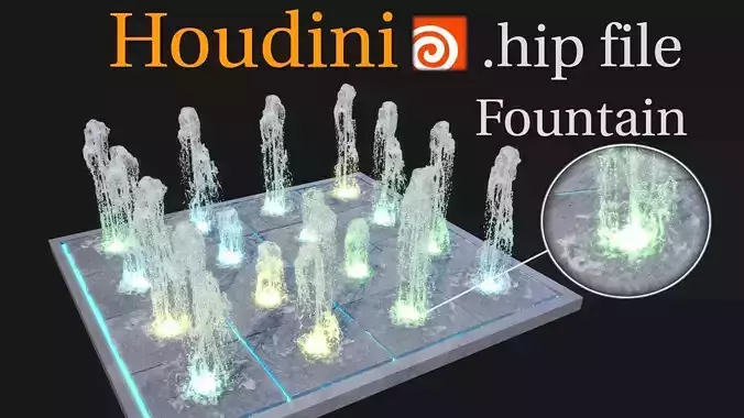 Houdini file Dynamic Fountain LOOP Animation Pack