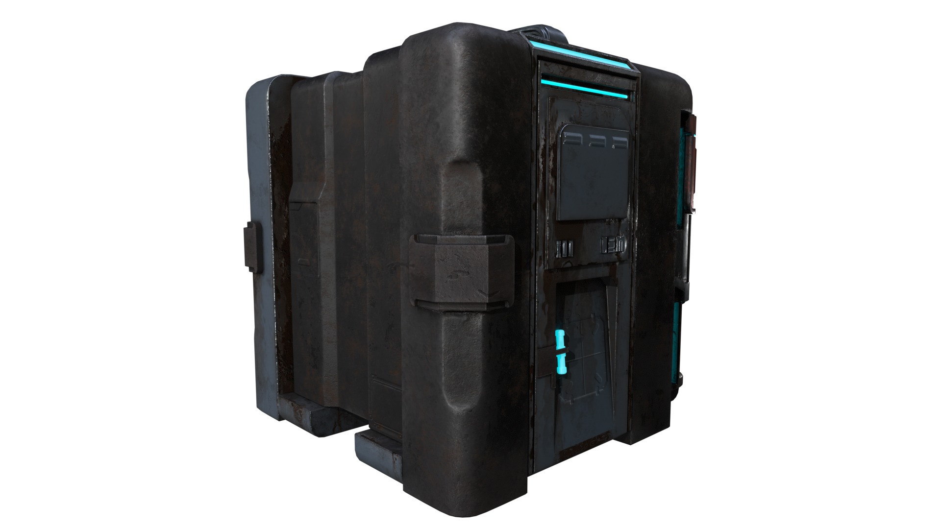 High-Detail Sci-Fi 3D Prop box B Low-poly 3D model_11