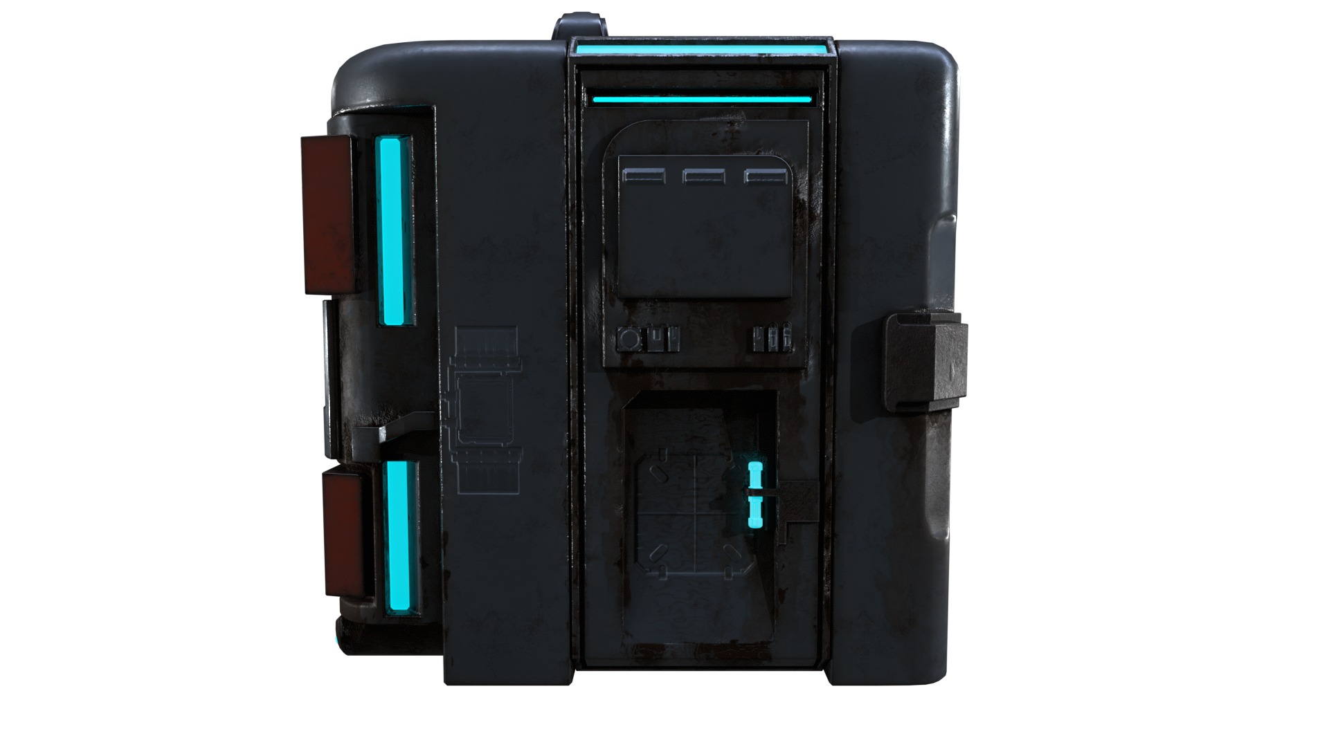 High-Detail Sci-Fi 3D Prop box B Low-poly 3D model_14