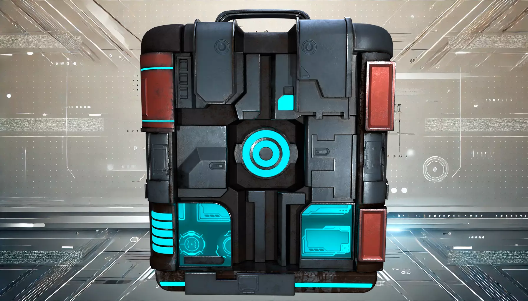 High-Detail Sci-Fi 3D Prop box B Low-poly 3D model_0