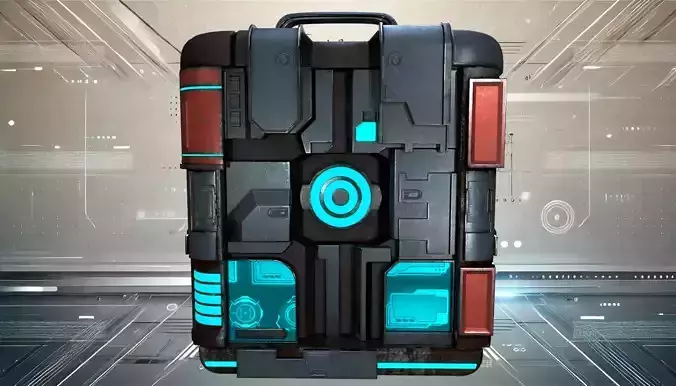 High-Detail Sci-Fi 3D Prop box B Low-poly 3D model