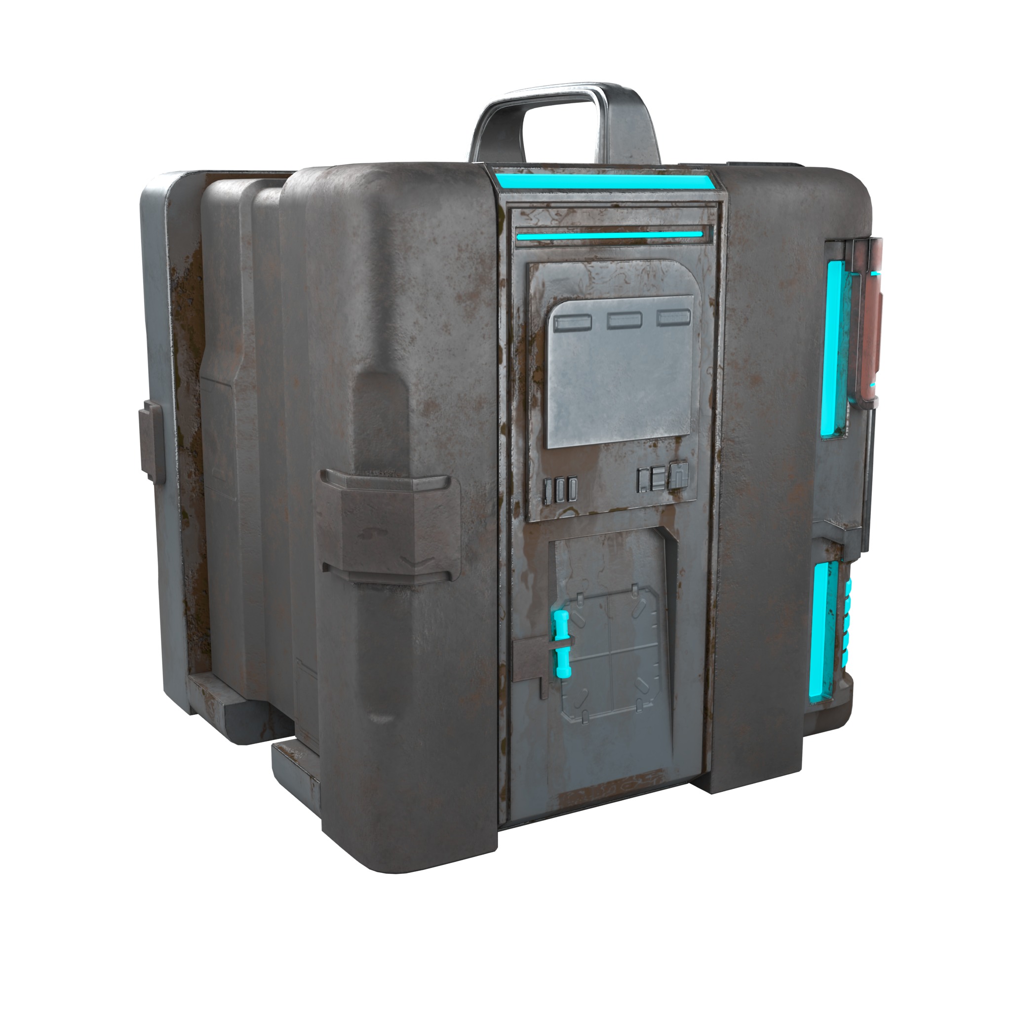 High-Detail Sci-Fi 3D Prop box B Low-poly 3D model_5