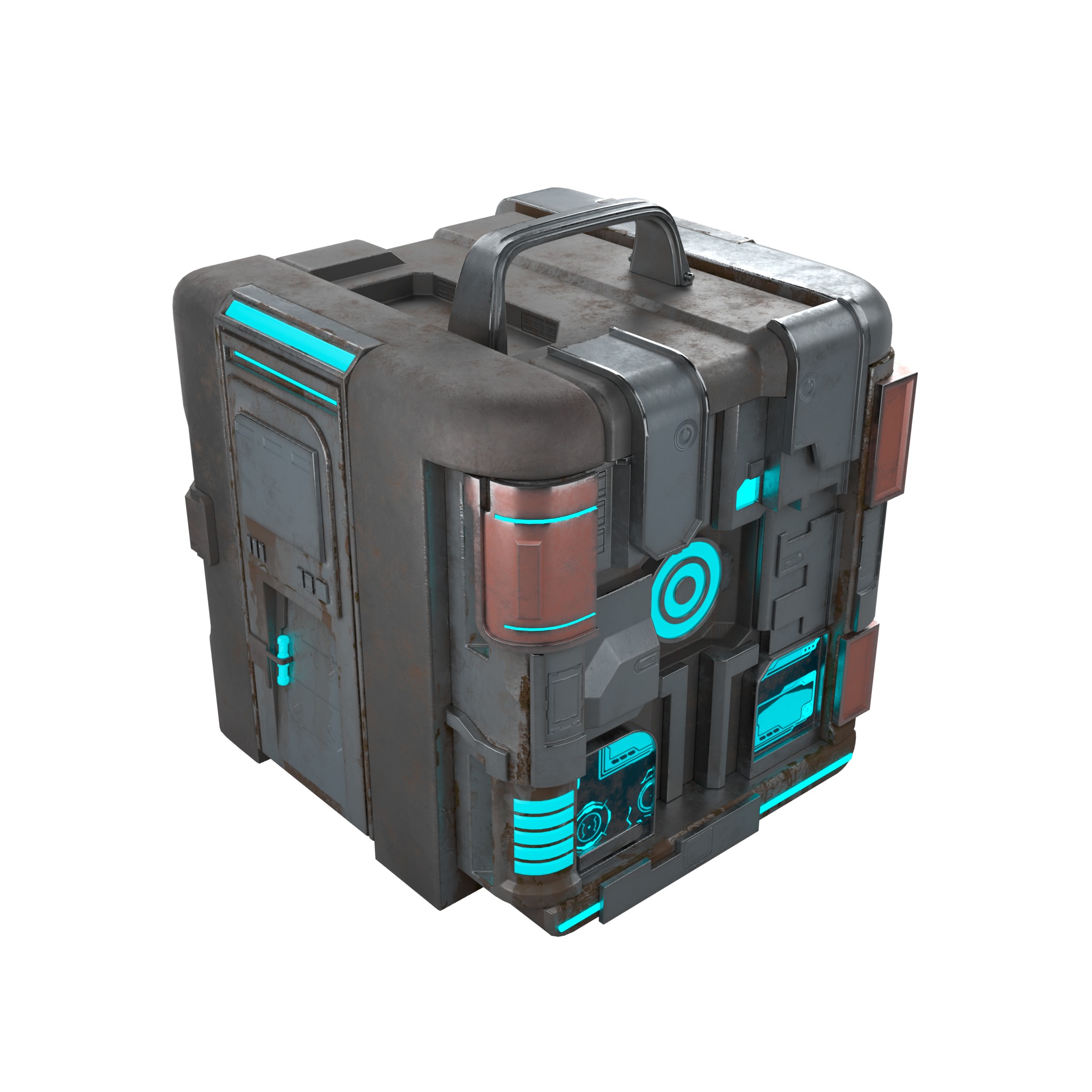 High-Detail Sci-Fi 3D Prop box B Low-poly 3D model_7