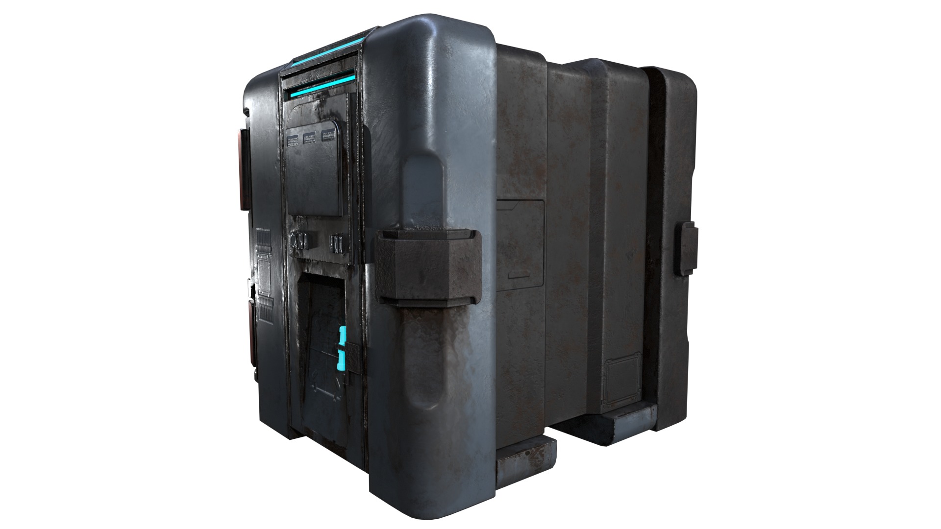 High-Detail Sci-Fi 3D Prop box B Low-poly 3D model_13