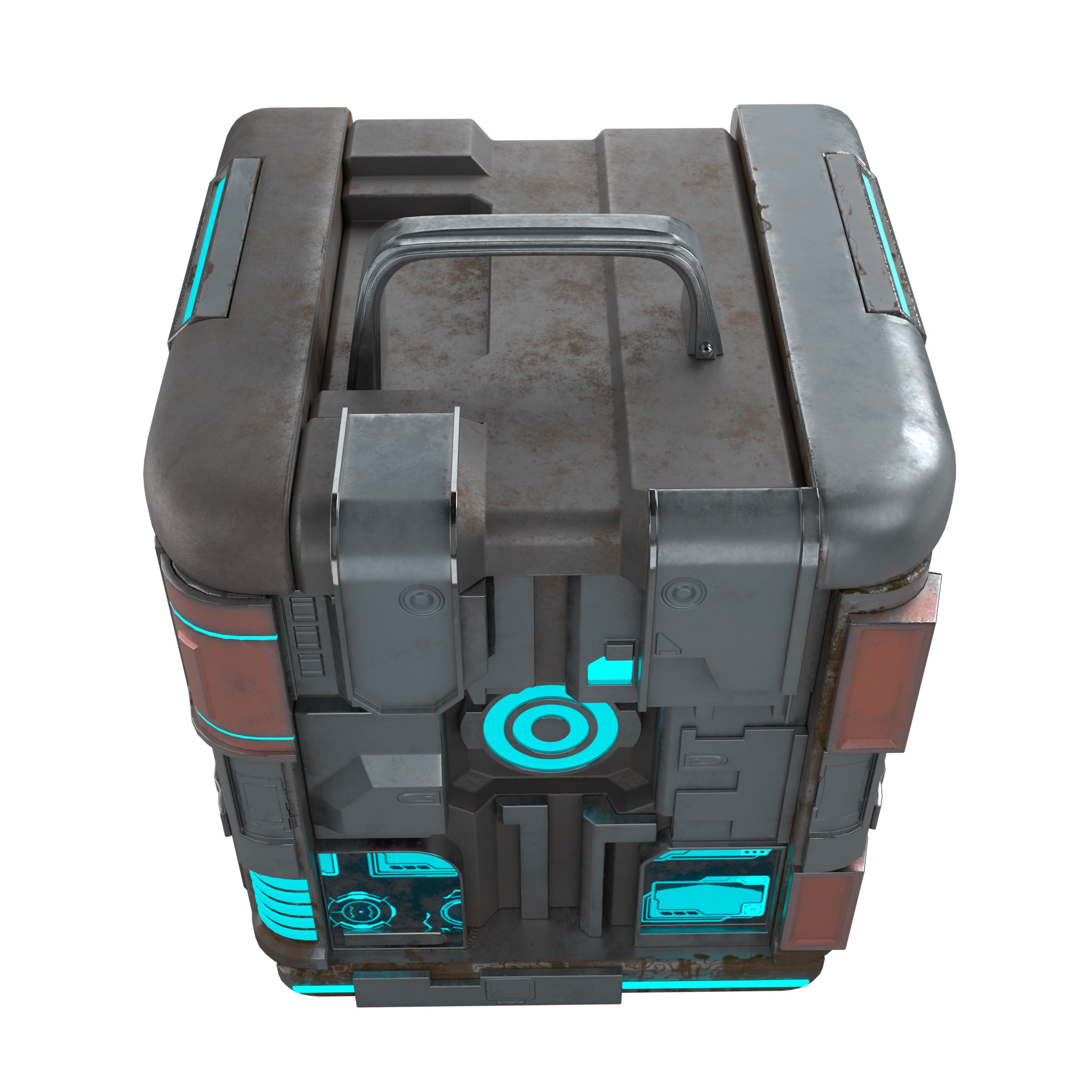 High-Detail Sci-Fi 3D Prop box B Low-poly 3D model_4
