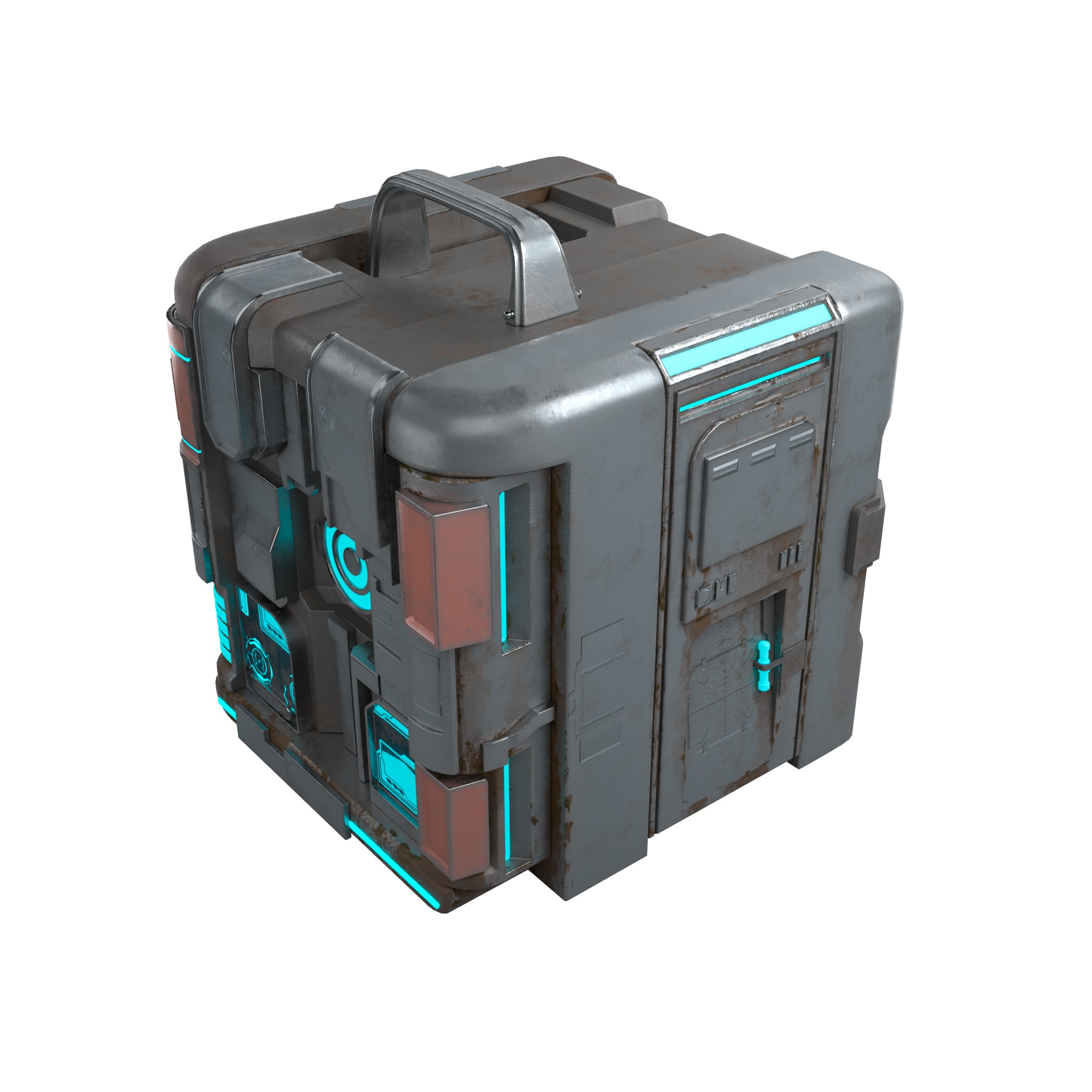 High-Detail Sci-Fi 3D Prop box B Low-poly 3D model_6
