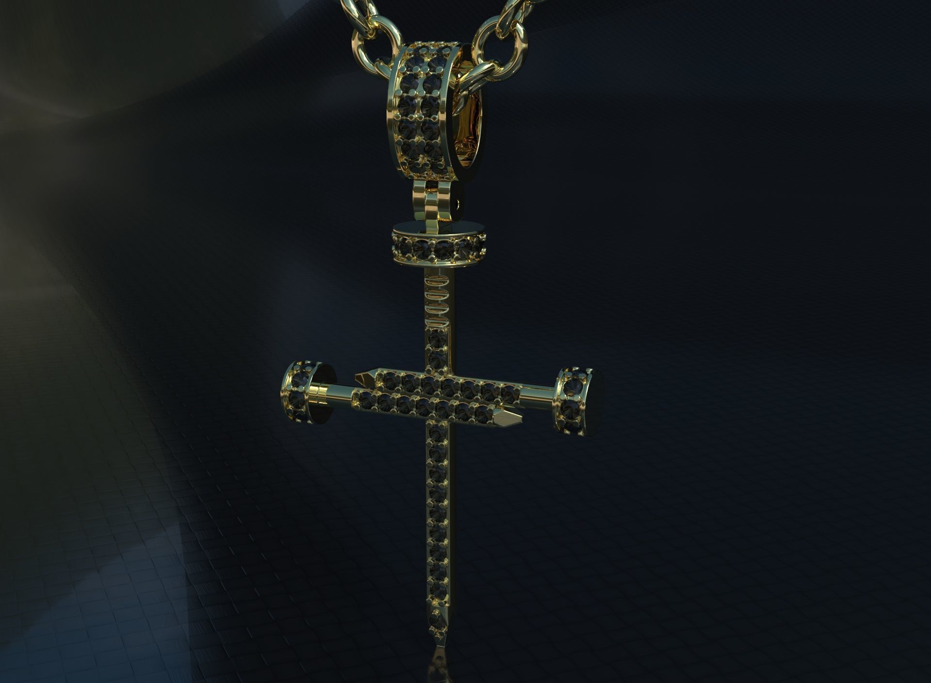 Beautiful Cartie cross with stones 3D print model_3