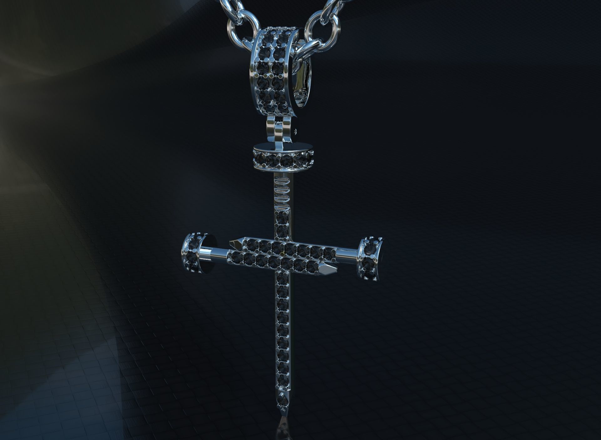 Beautiful Cartie cross with stones 3D print model_2