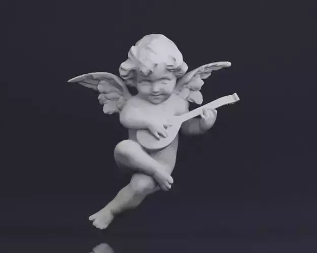 001518 Heavenly Melodies Angel with Mandolin 3D print model