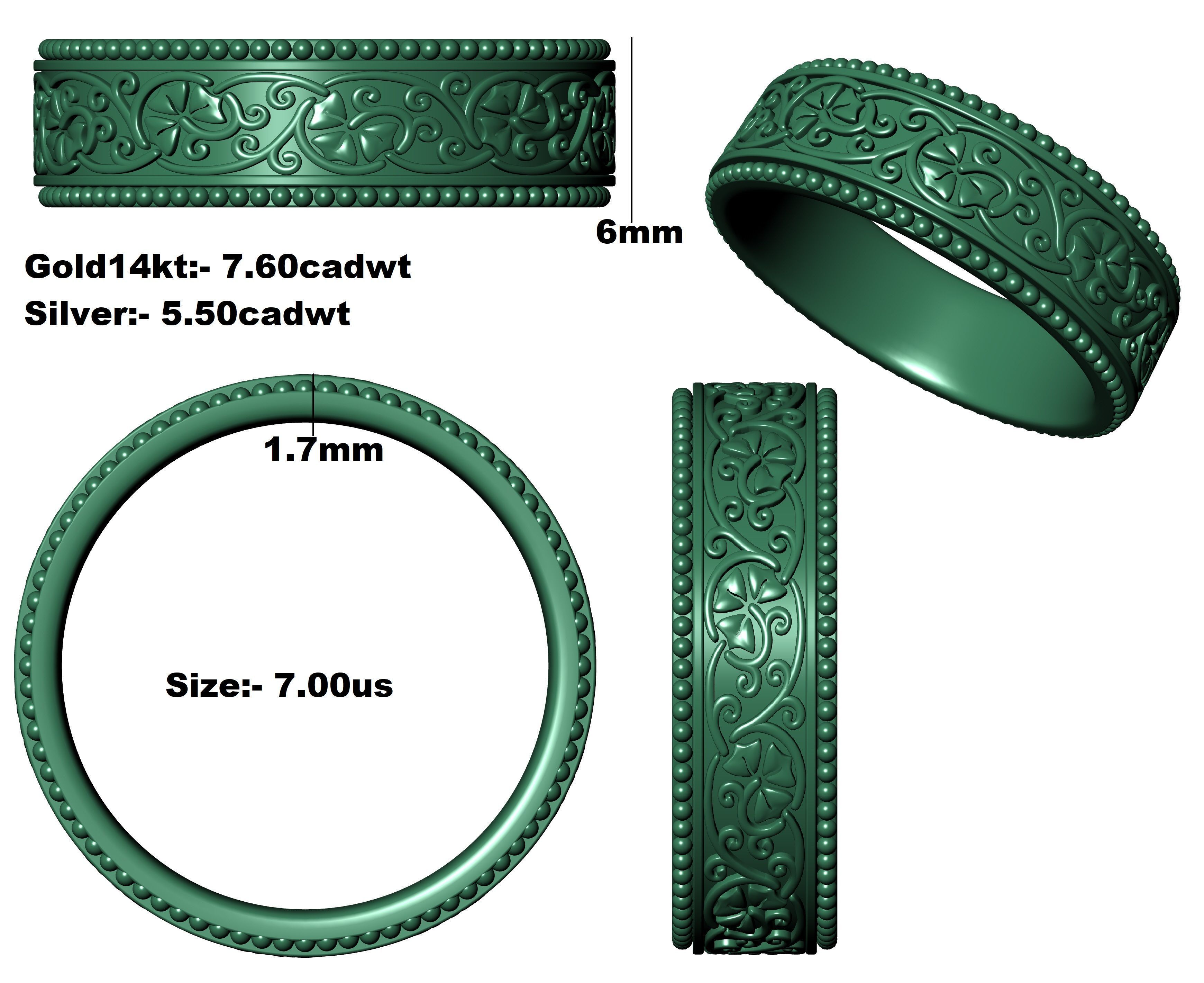 Vintage Filigree Eternity Band 3D print model_3