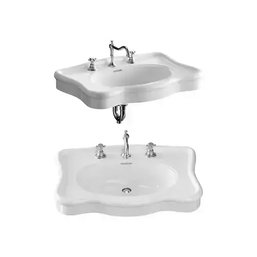 Bathroom Console Sink Deluxe Counter Top White Vitreous China 3D model