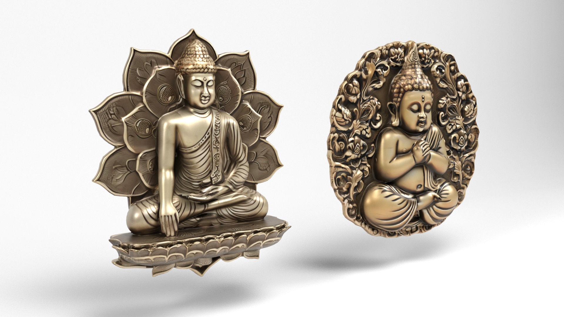 Buddhas 2 Low-poly 3D model_1