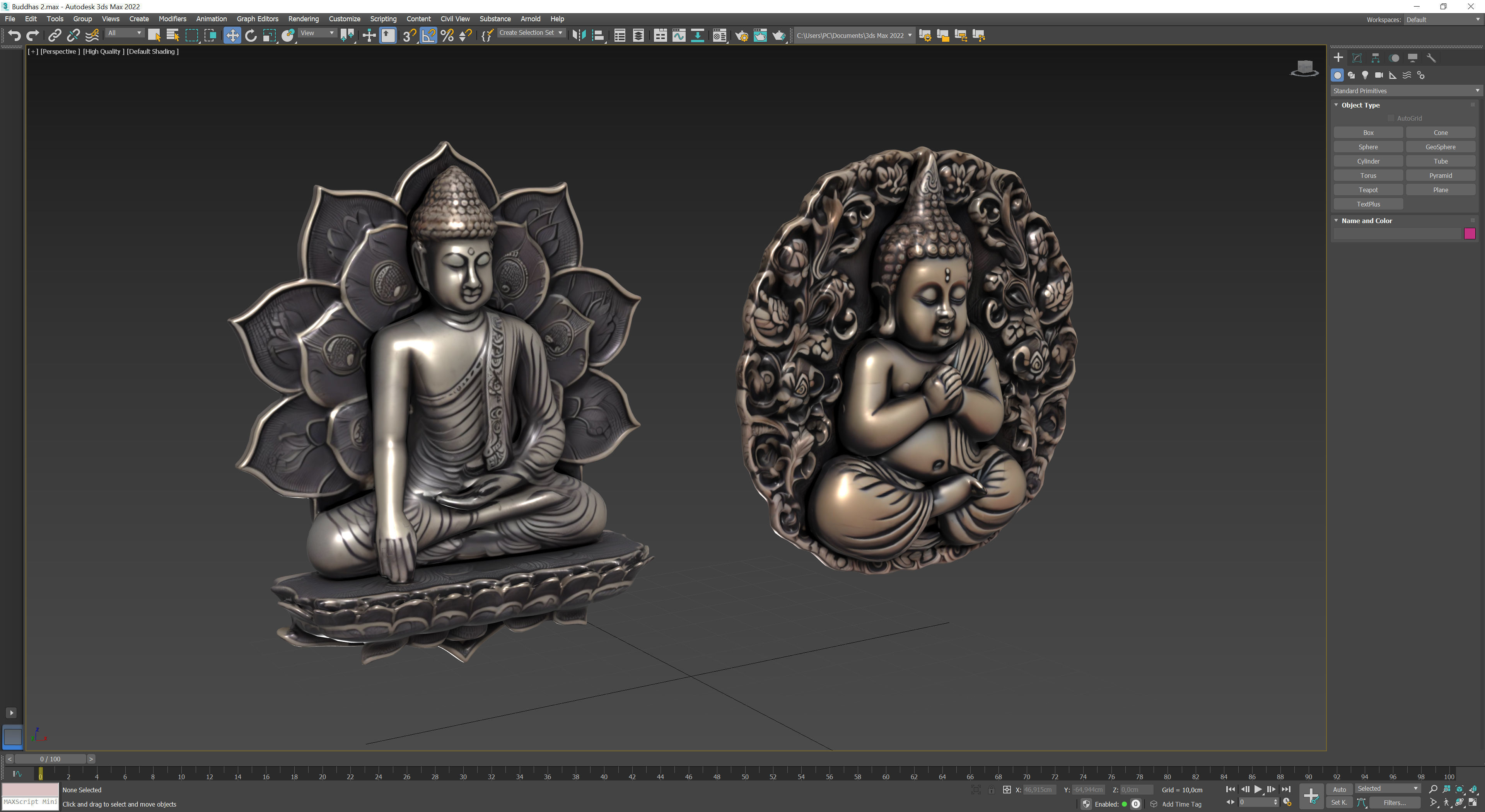 Buddhas 2 Low-poly 3D model_9