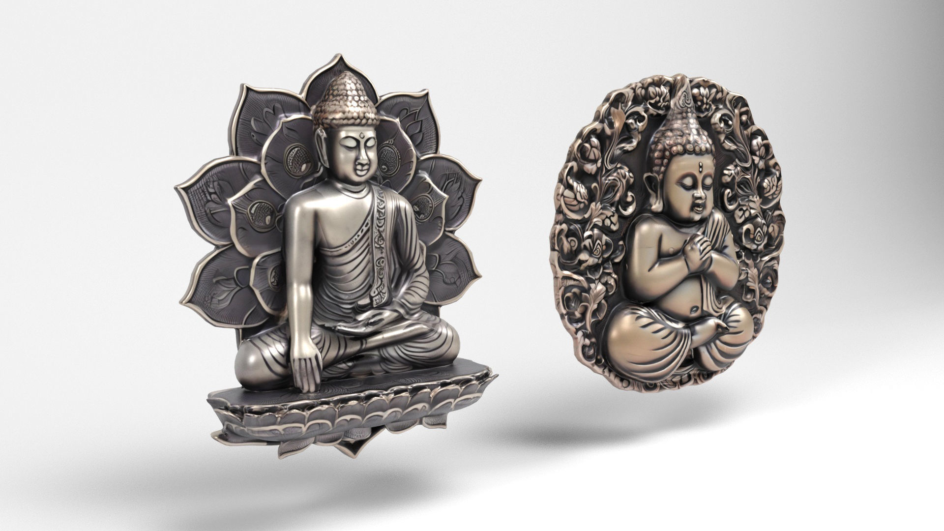 Buddhas 2 Low-poly 3D model_2