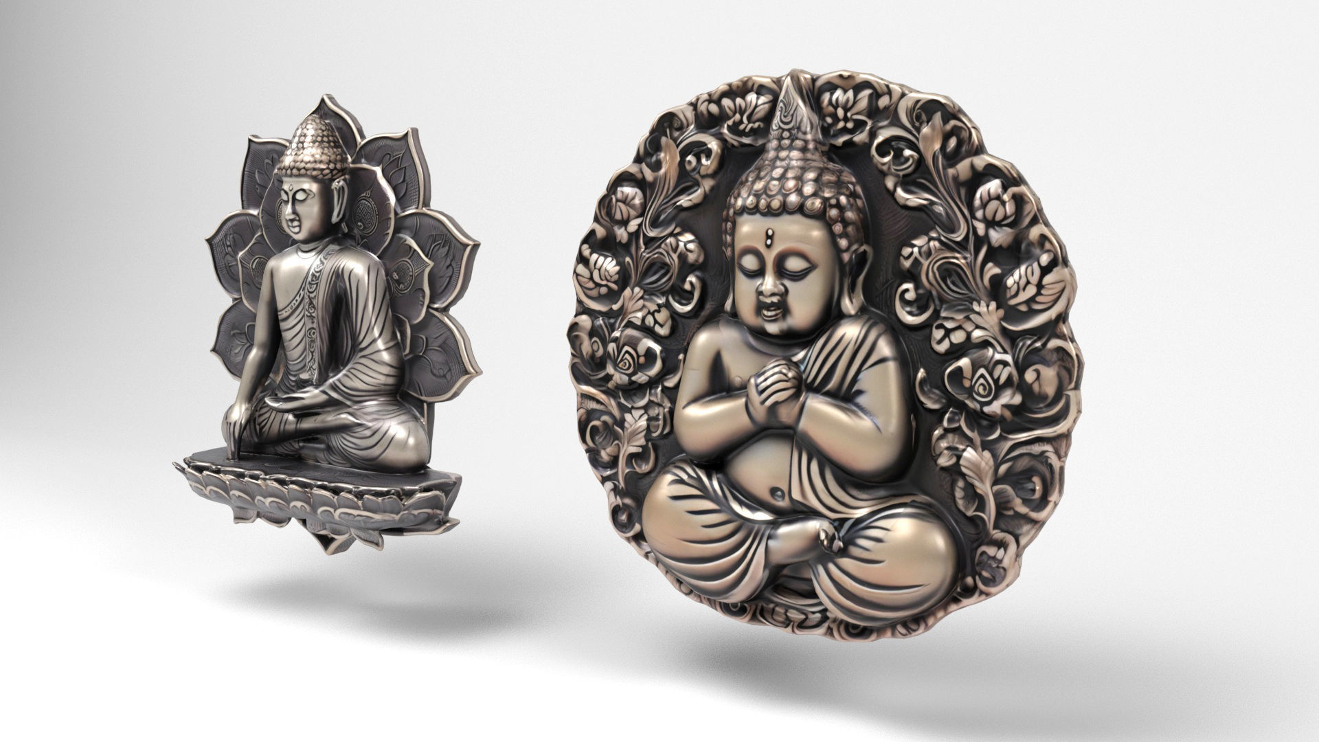 Buddhas 2 Low-poly 3D model_4