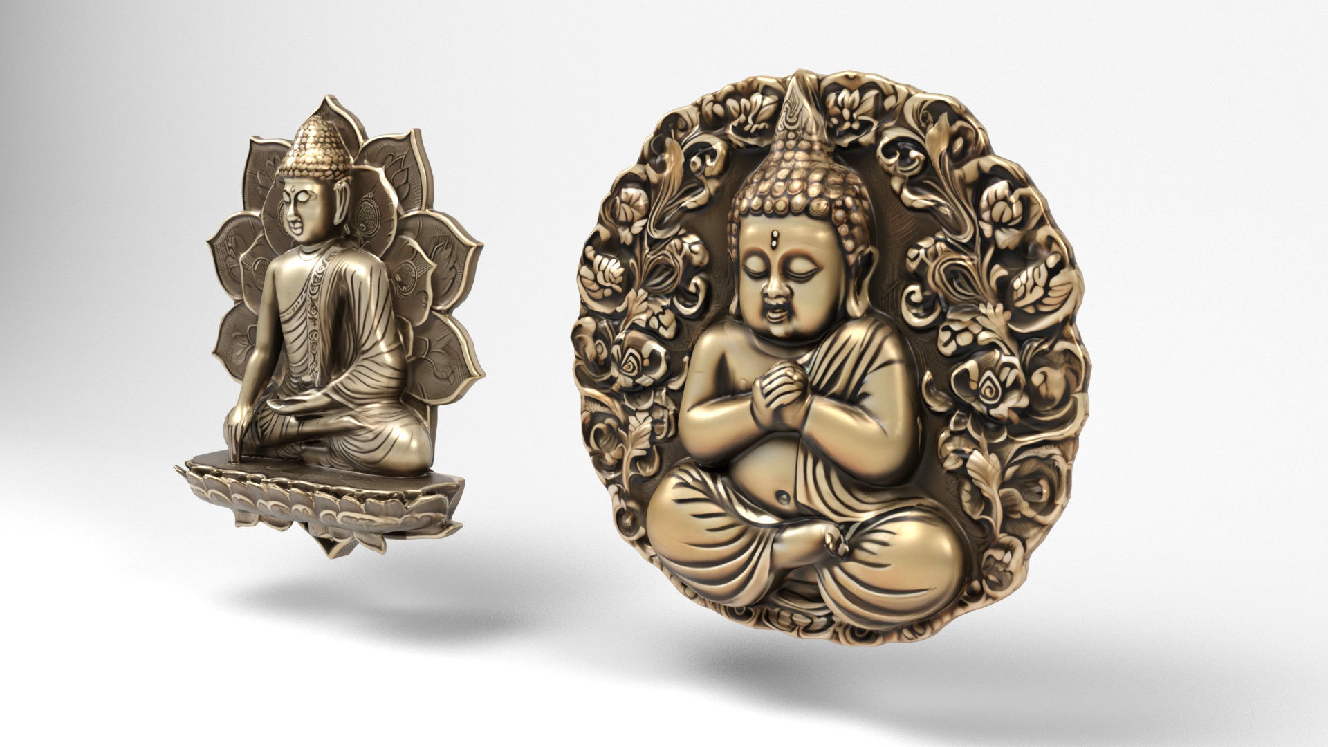 Buddhas 2 Low-poly 3D model_3