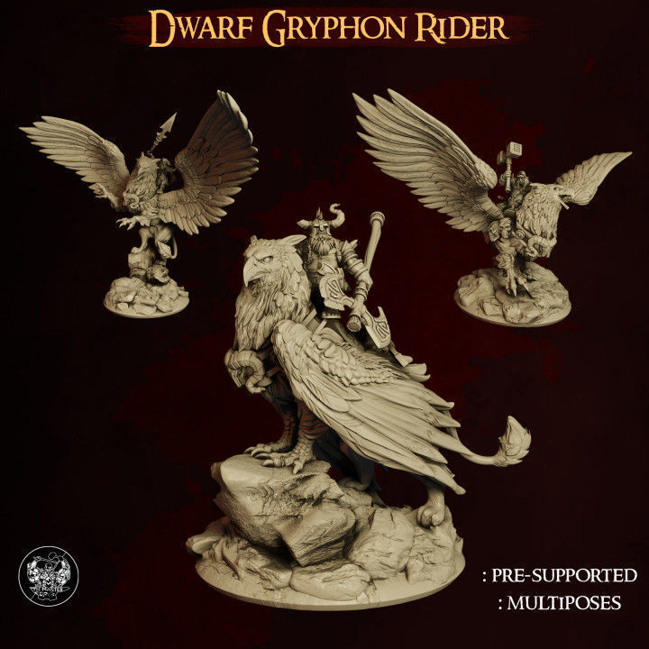 Dwarf Gryphon Rider 3D print model_1