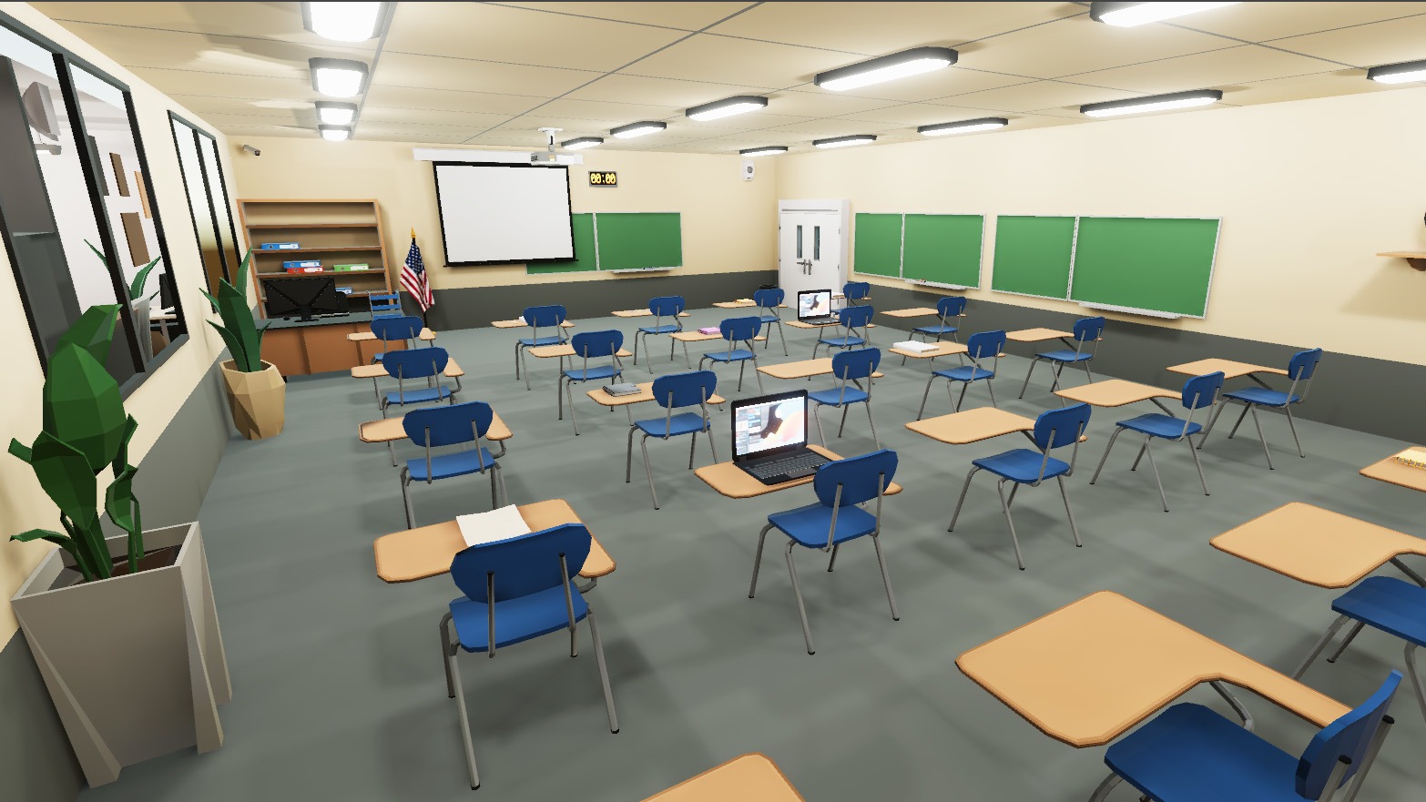 School Classroom - 7 interiors pack Low-poly 3D model_2