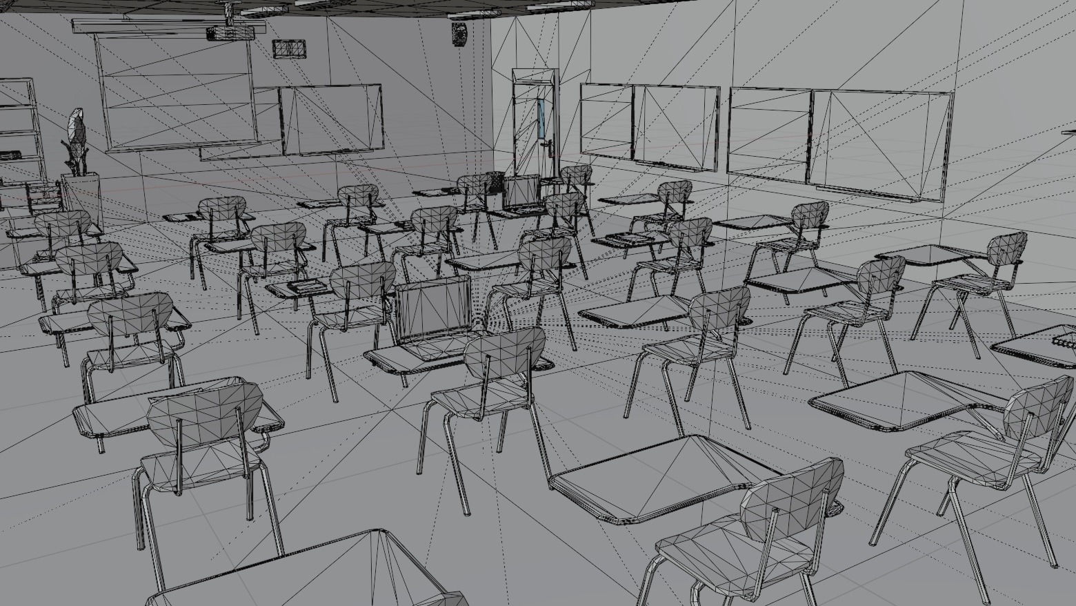 School Classroom - 7 interiors pack Low-poly 3D model_14