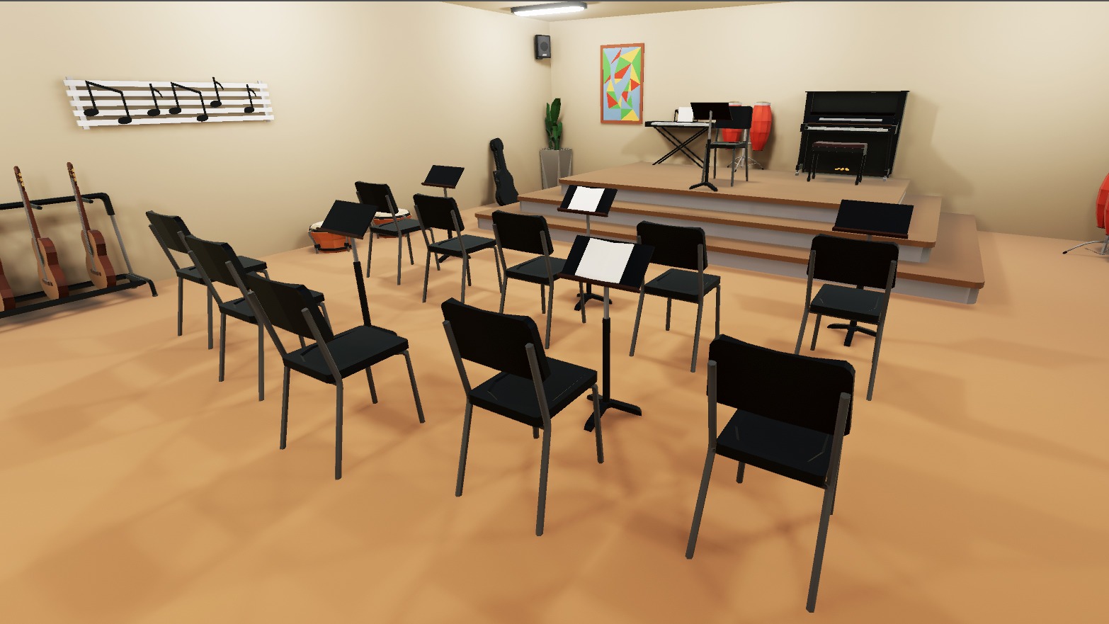 School Classroom - 7 interiors pack Low-poly 3D model_5