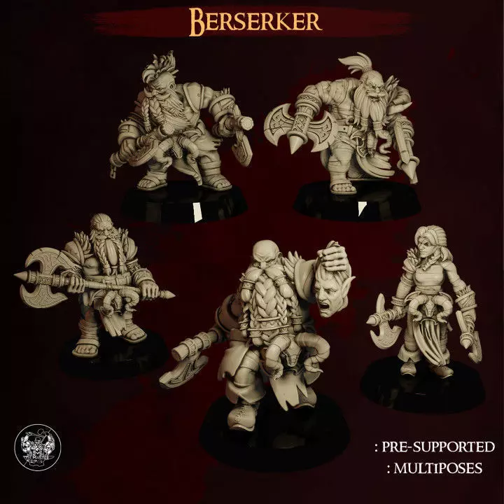 Berserker Dwarves - Set of 5 3D print model_0
