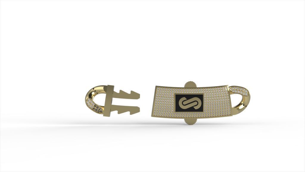 MONACO LOCK CHAIN  14MM WITH DIAMONDS  3D print model_2