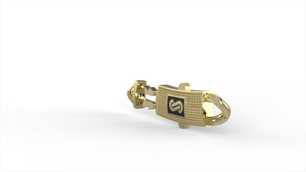 MONACO LOCK CHAIN  14MM WITH DIAMONDS  3D print model_1