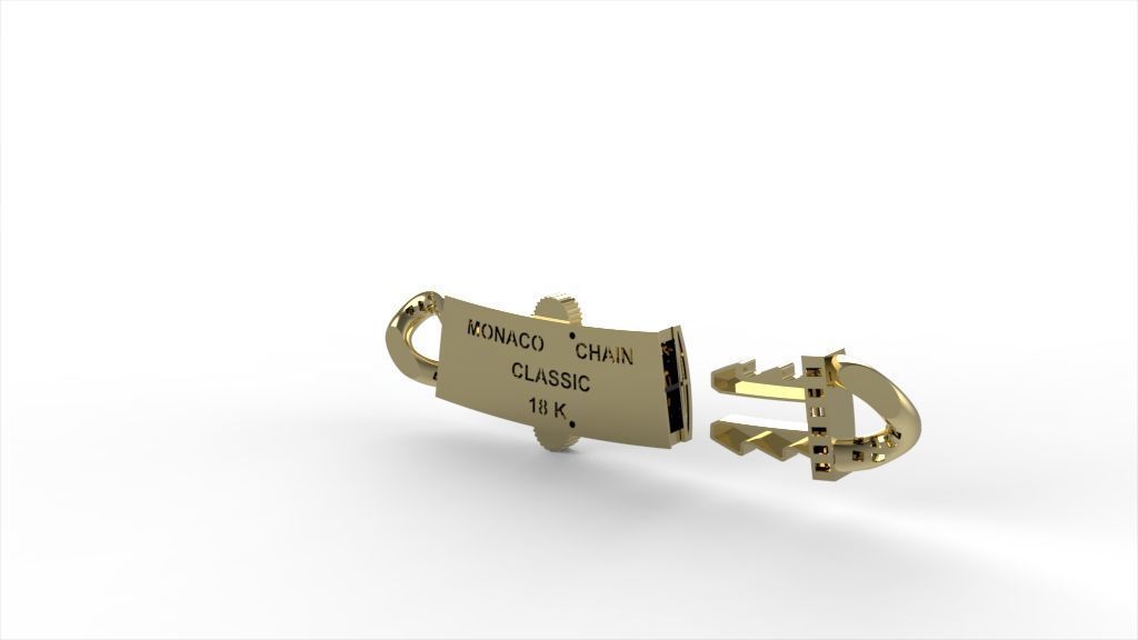 MONACO LOCK CHAIN  14MM WITH DIAMONDS  3D print model_3