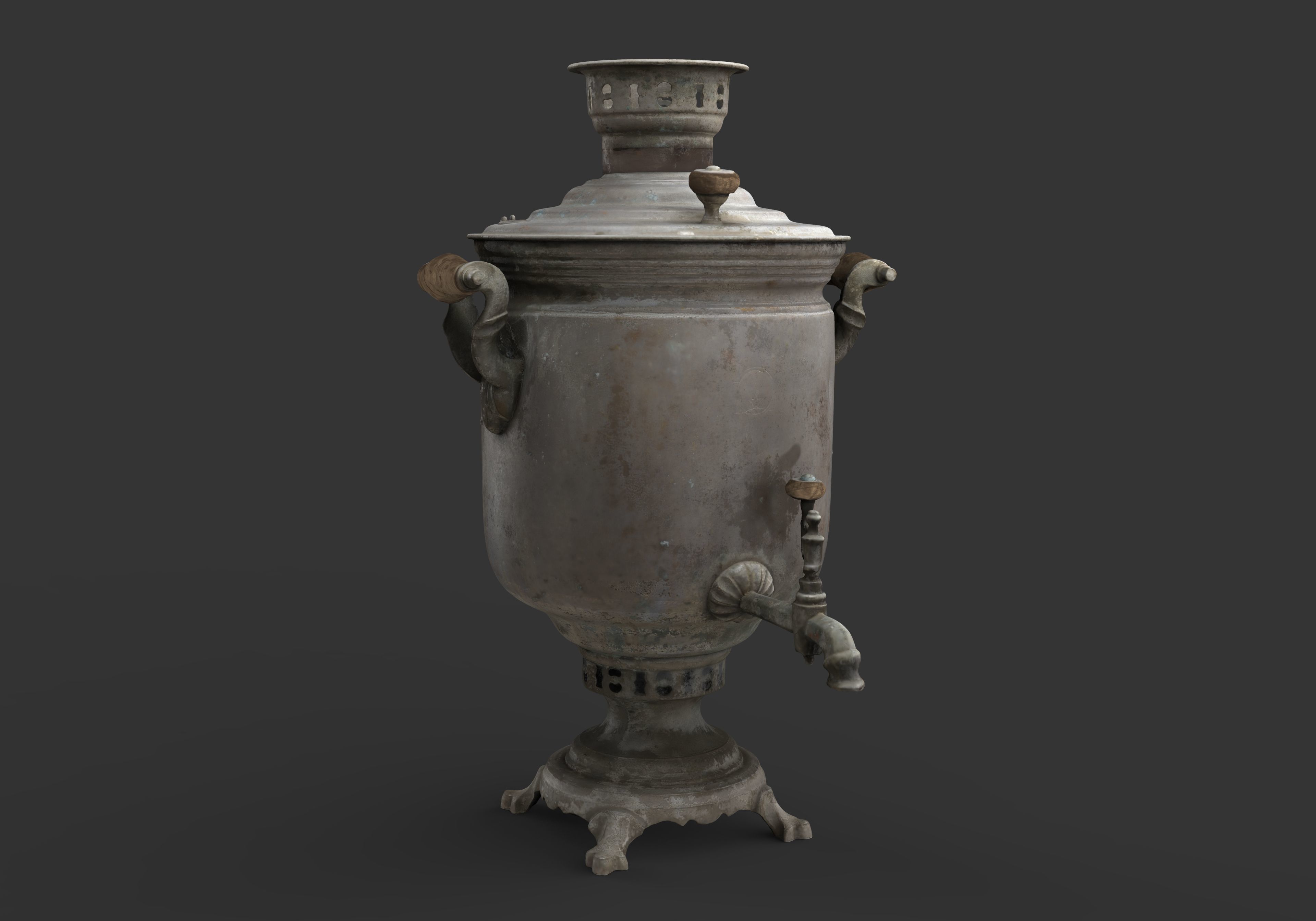 Old Samovar Low-poly 3D model_2