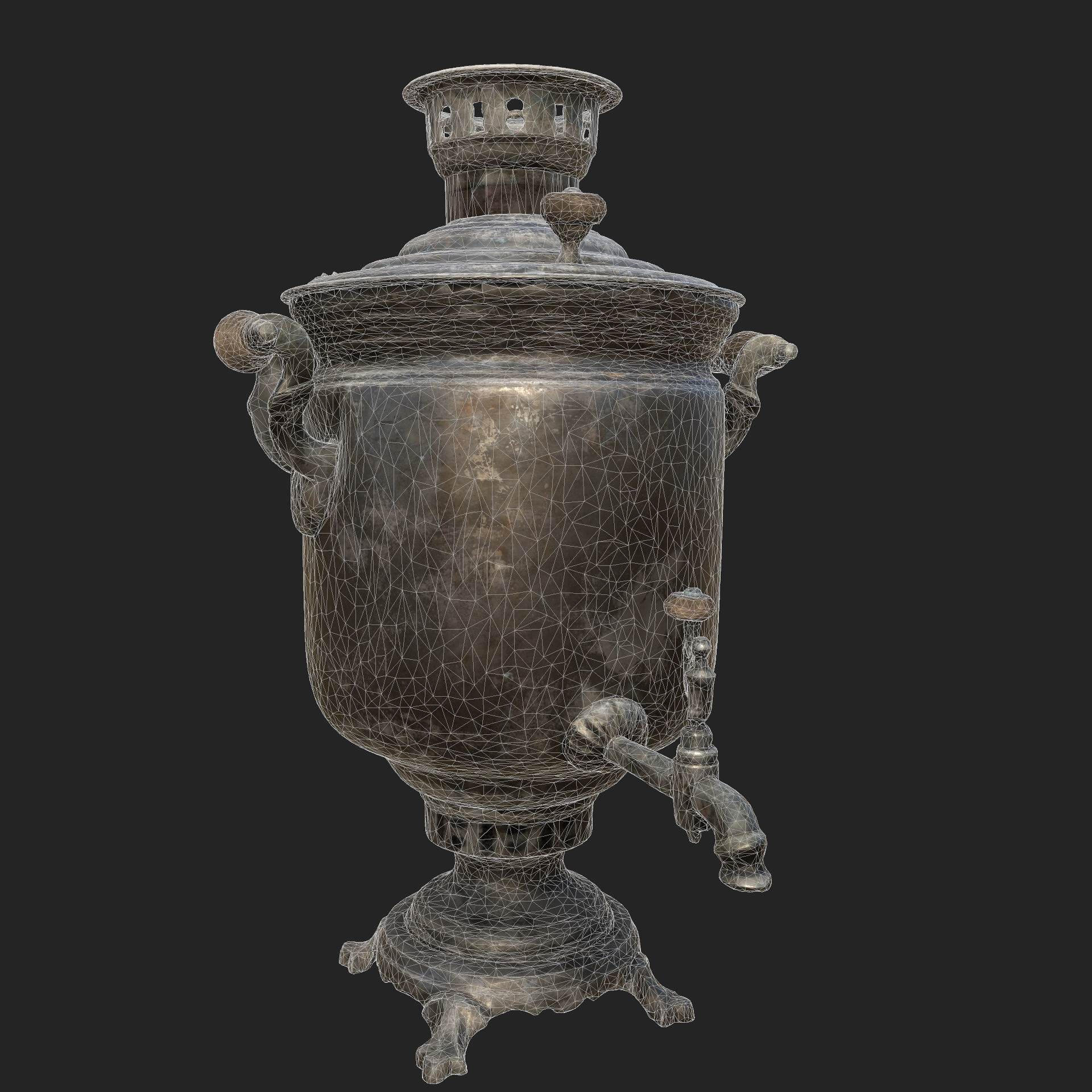 Old Samovar Low-poly 3D model_9