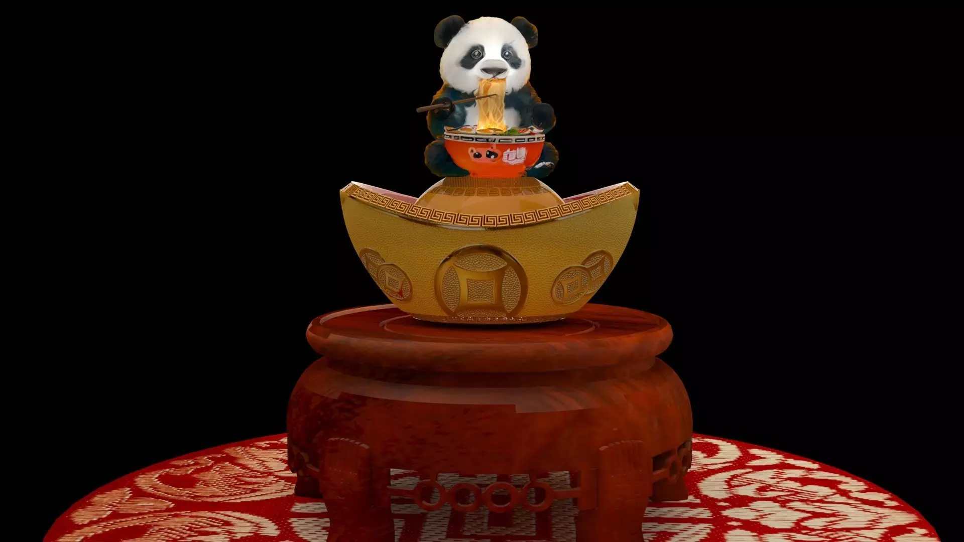 Chinese ramen panda figure 3D model_0