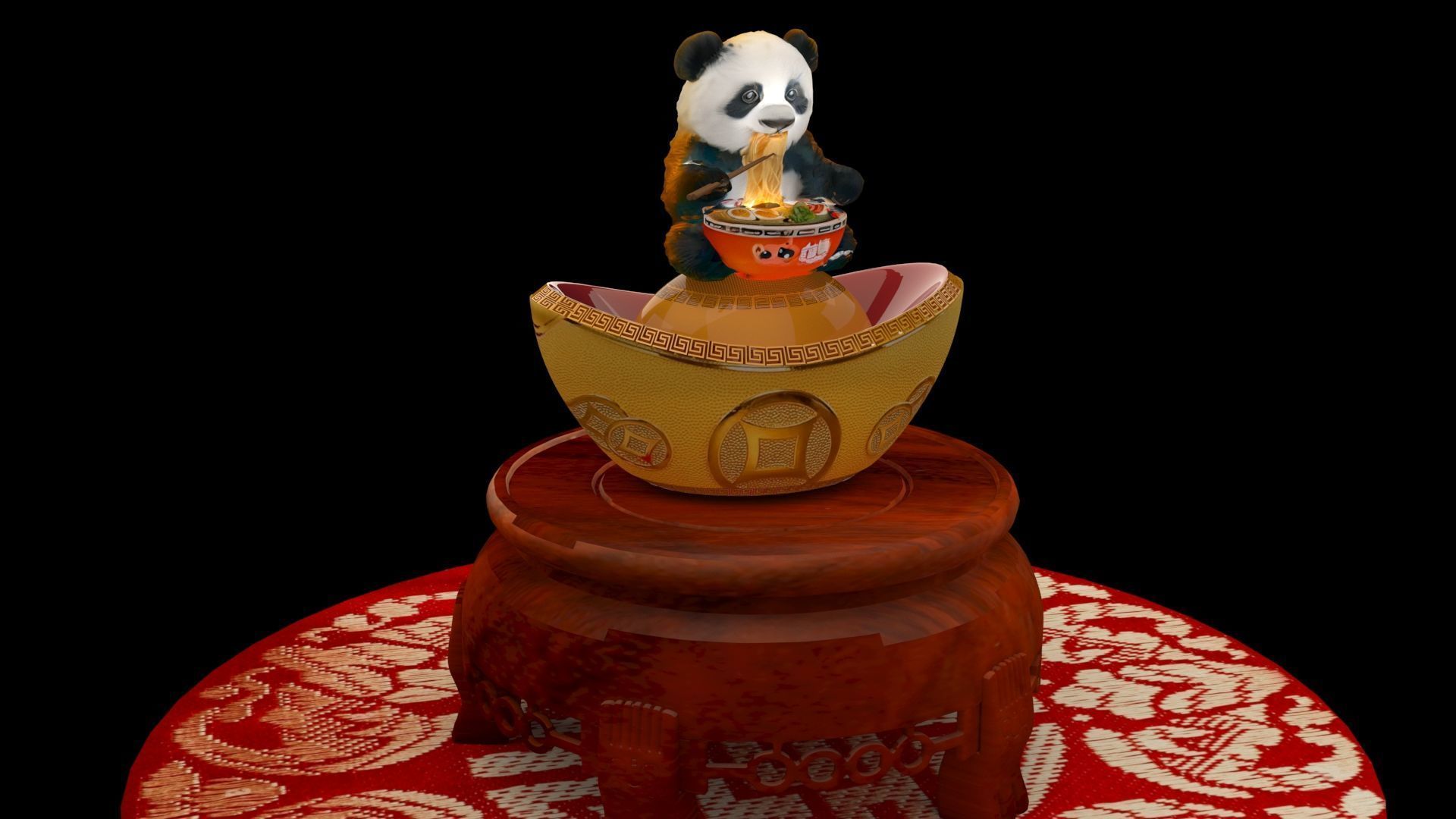 Chinese ramen panda figure 3D model_4