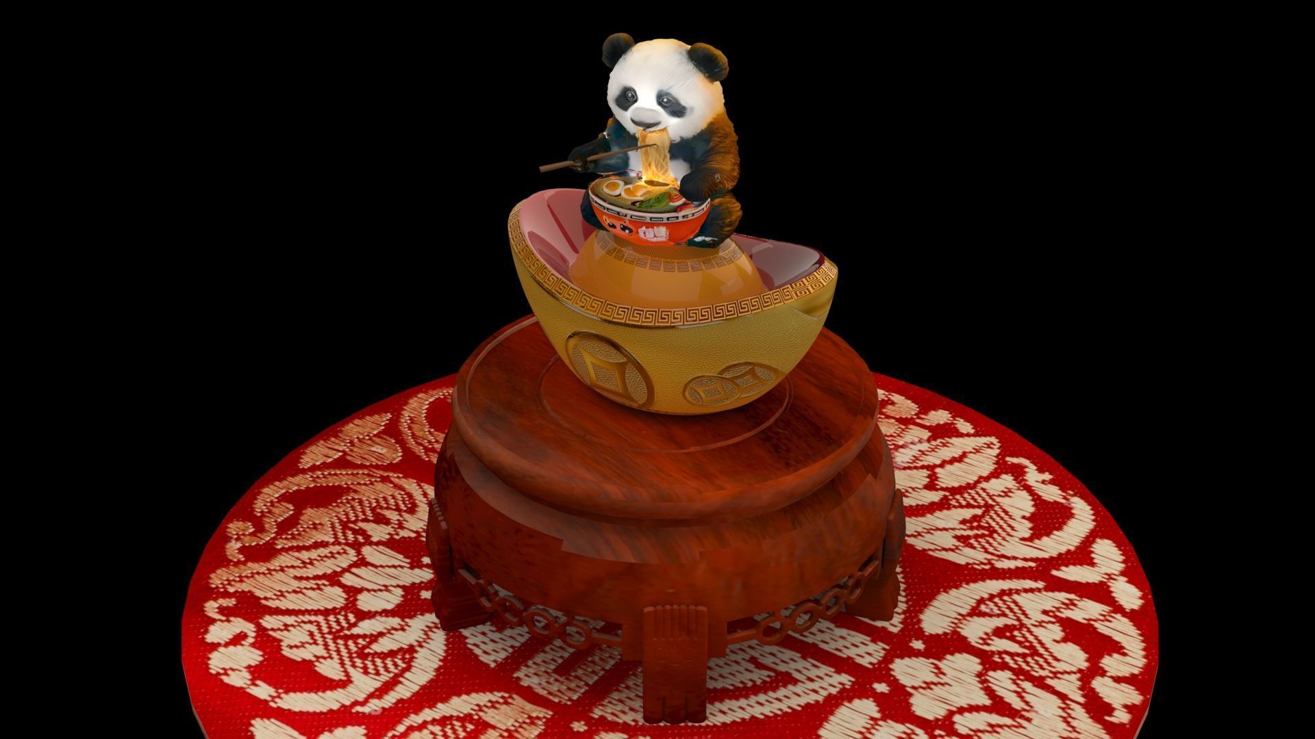 Chinese ramen panda figure 3D model_2