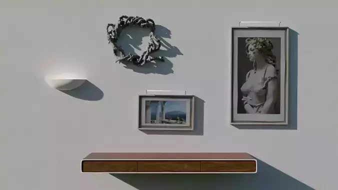 Greek Wall Furnitures Hotel - Realistic PBR 3D model