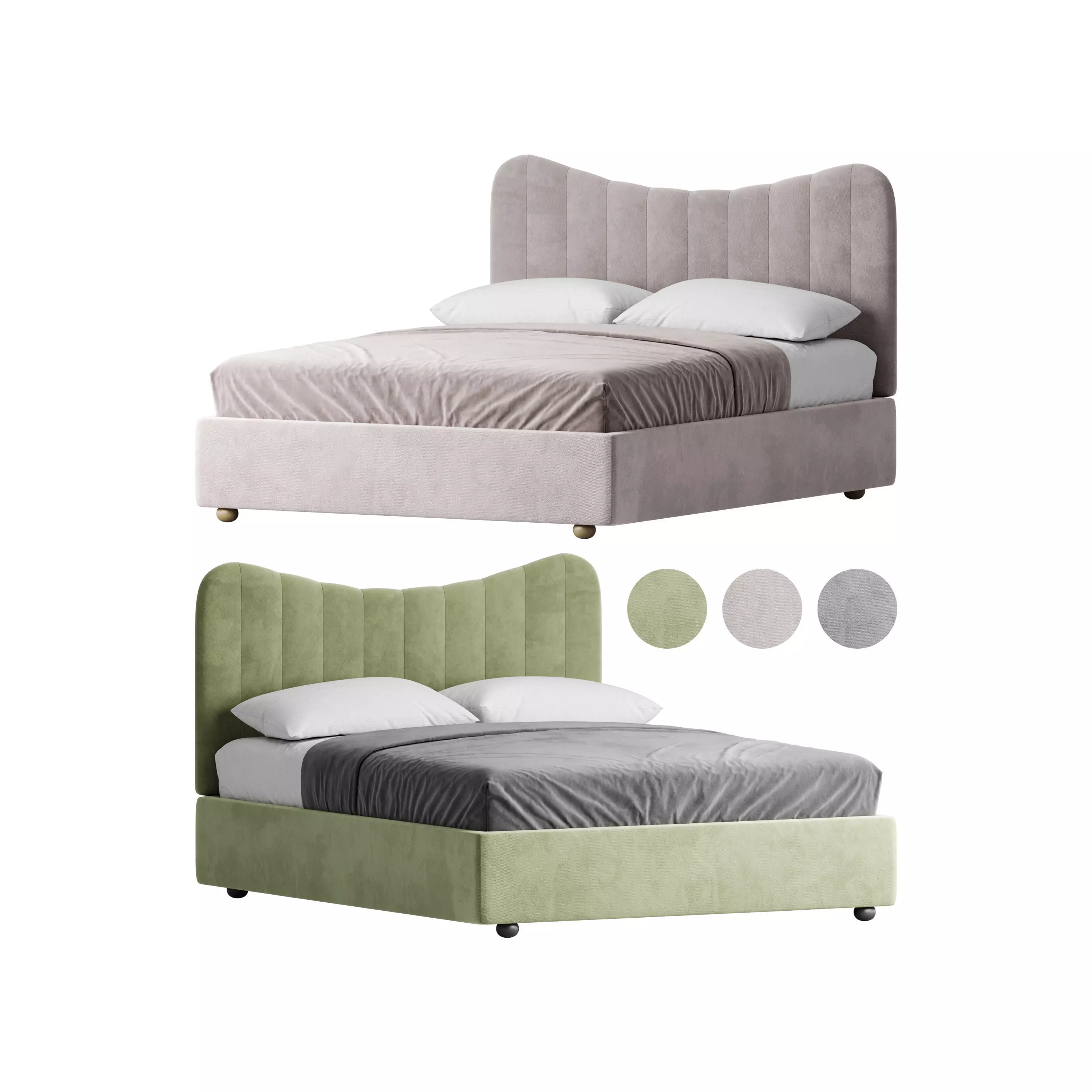 Bed LINE BEIGE by Romatti 3D model_0